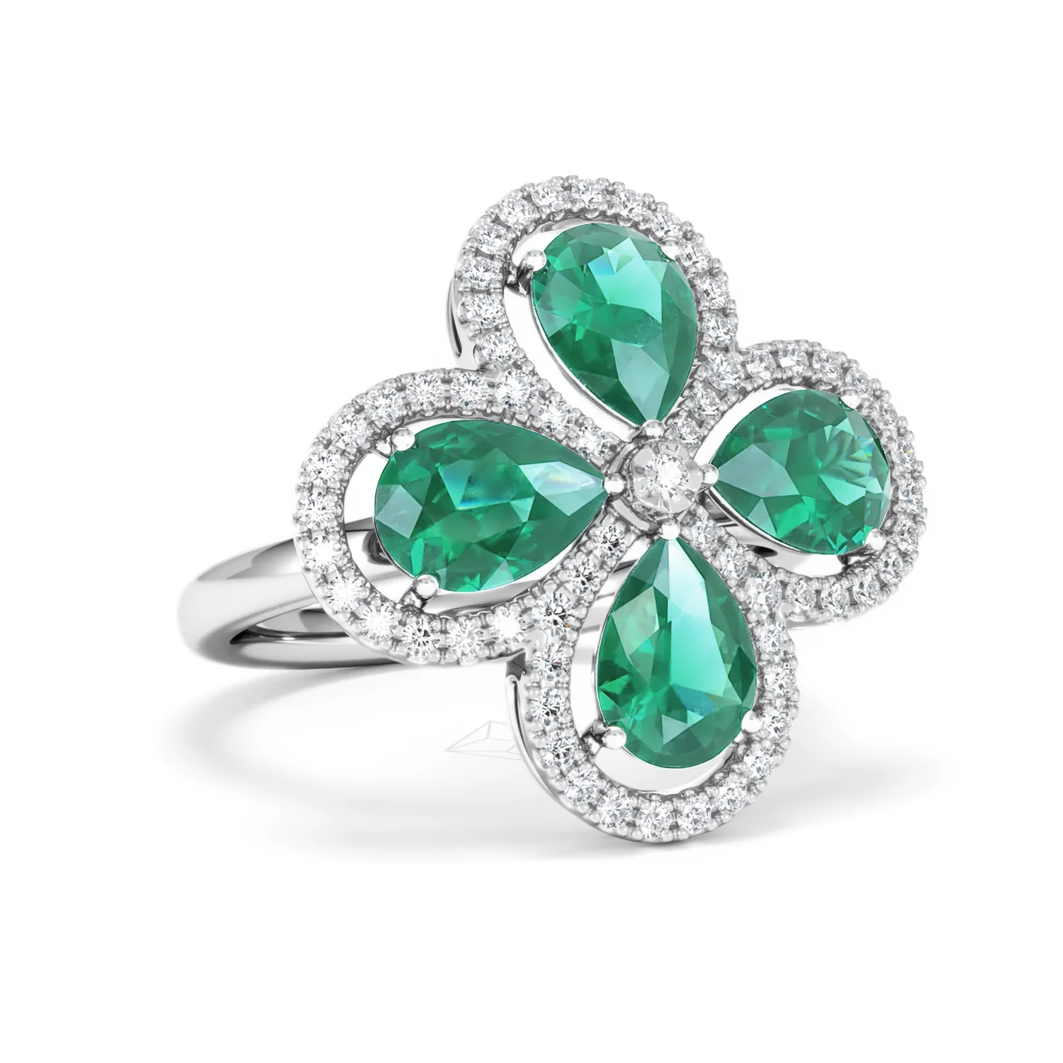 Bloom 3.20ct Lab Emerald and Lab Diamond Ring in 18K White Gold - Image 14