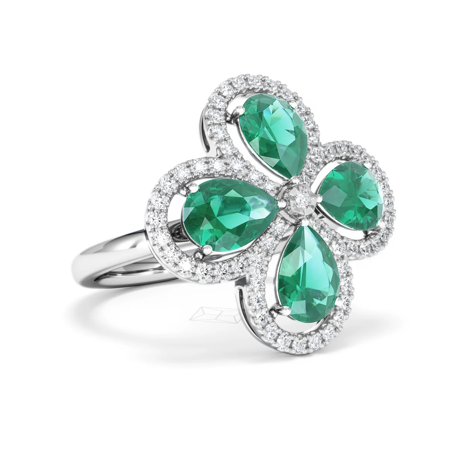 Bloom 3.20ct Lab Emerald and Lab Diamond Ring in 18K White Gold - Image 16