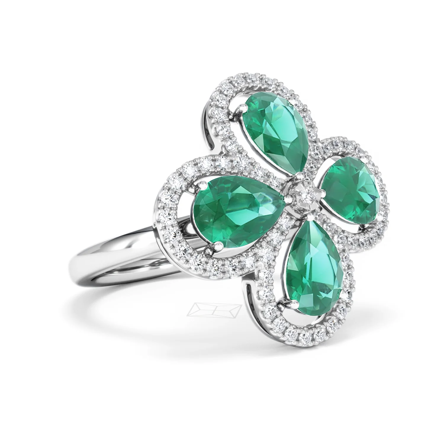 Bloom 3.20ct Lab Emerald and Lab Diamond Ring in 18K White Gold - Image 17