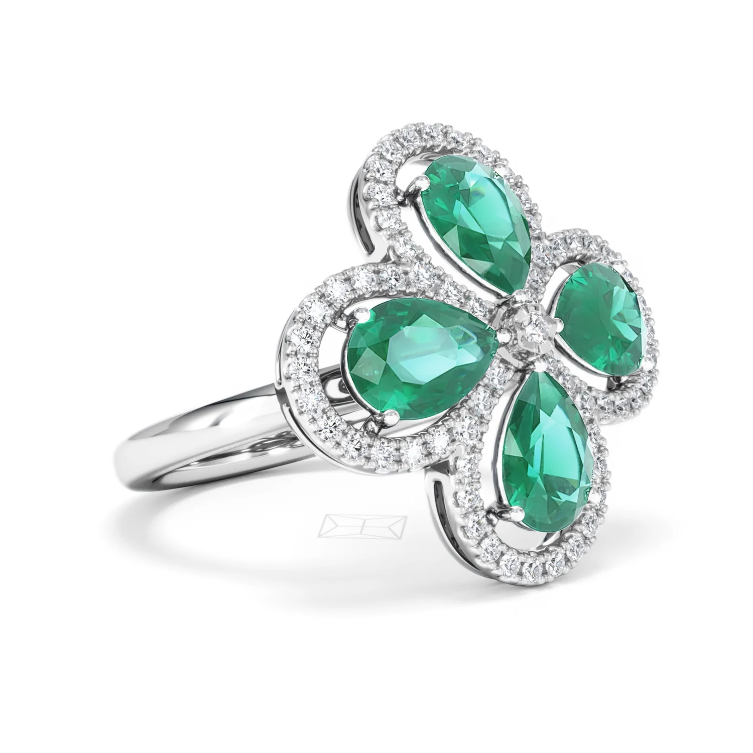 Bloom 3.20ct Lab Emerald and Lab Diamond Ring in 18K White Gold - Image 18