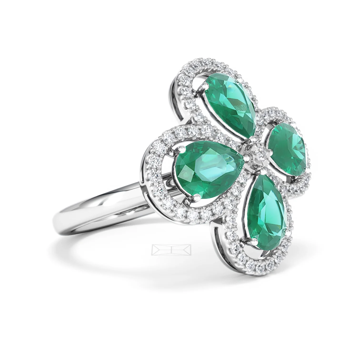Bloom 3.20ct Lab Emerald and Lab Diamond Ring in 18K White Gold - Image 19
