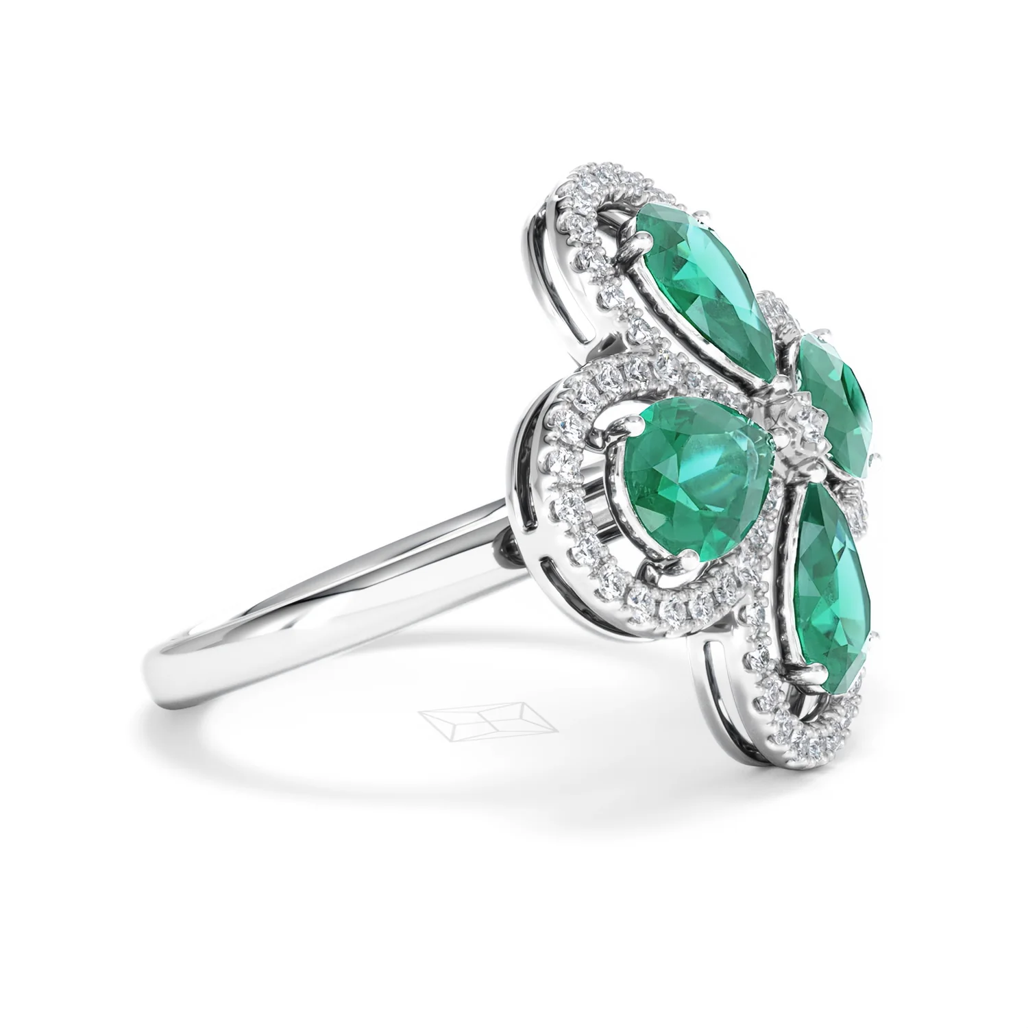 Bloom 3.20ct Lab Emerald and Lab Diamond Ring in 18K White Gold - Image 23