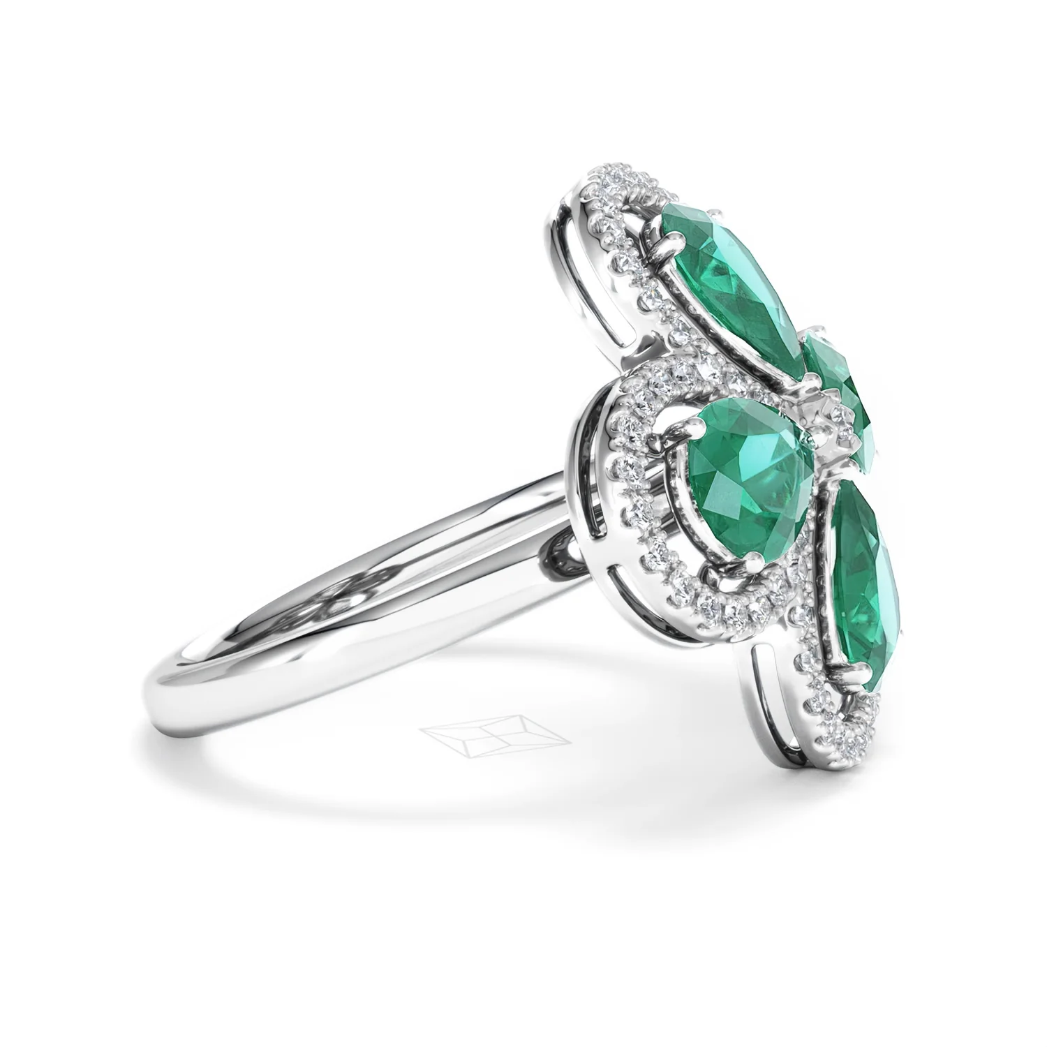 Bloom 3.20ct Lab Emerald and Lab Diamond Ring in 18K White Gold - Image 25