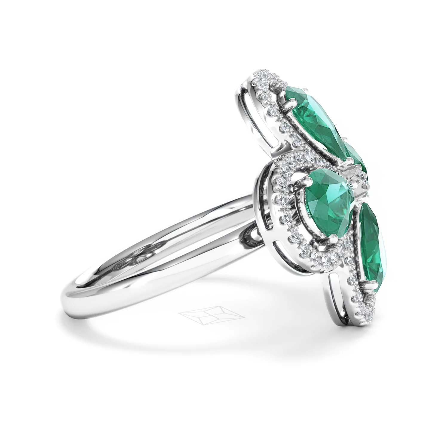 Bloom 3.20ct Lab Emerald and Lab Diamond Ring in 18K White Gold - Image 26