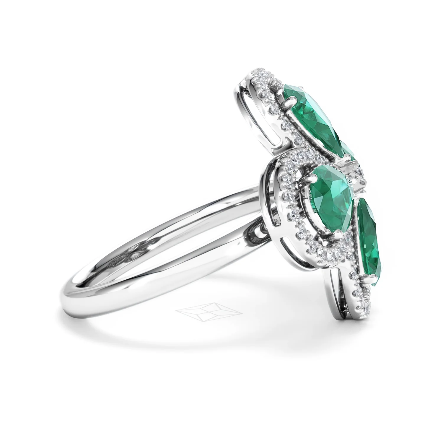 Bloom 3.20ct Lab Emerald and Lab Diamond Ring in 18K White Gold - Image 27