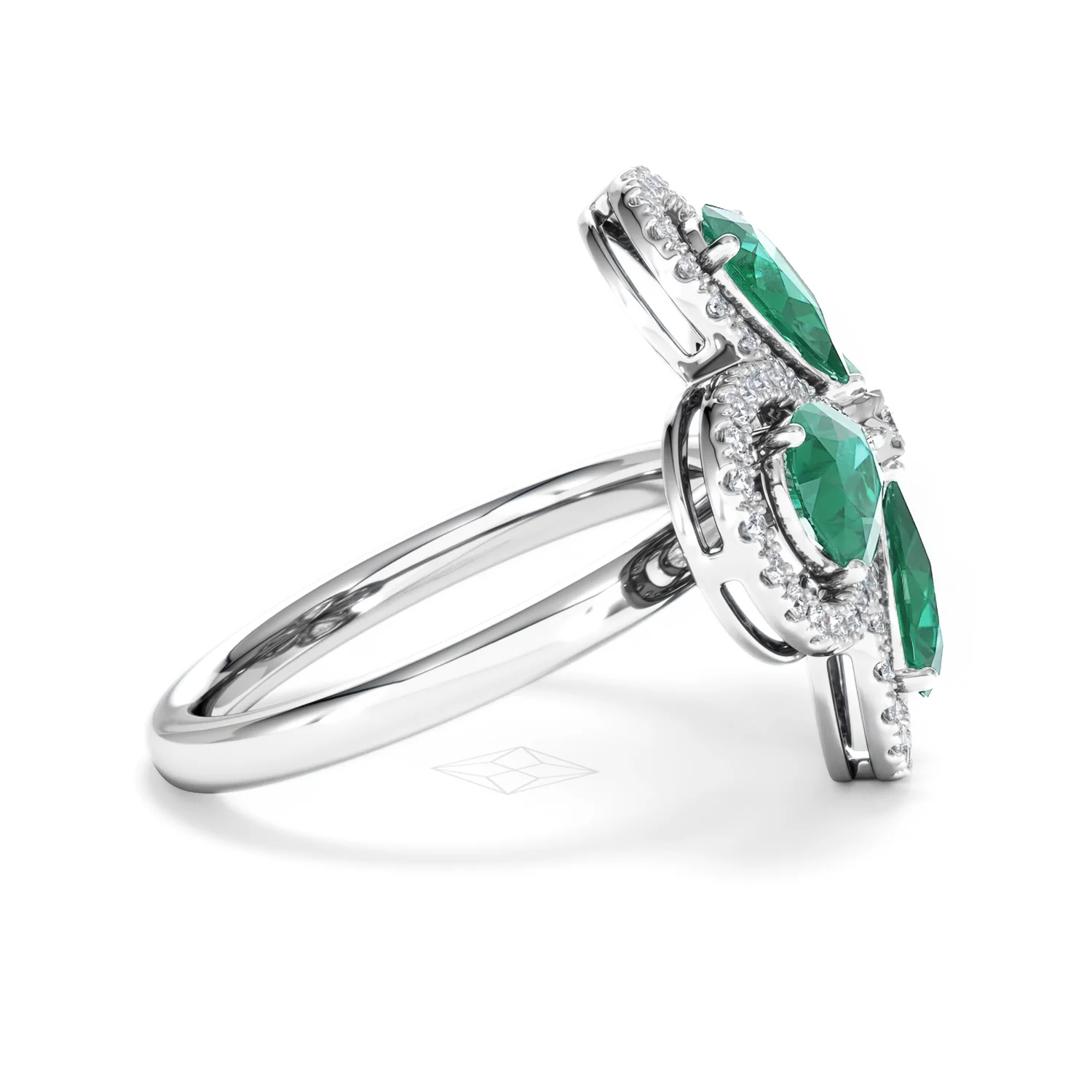 Bloom 3.20ct Lab Emerald and Lab Diamond Ring in 18K White Gold - Image 28