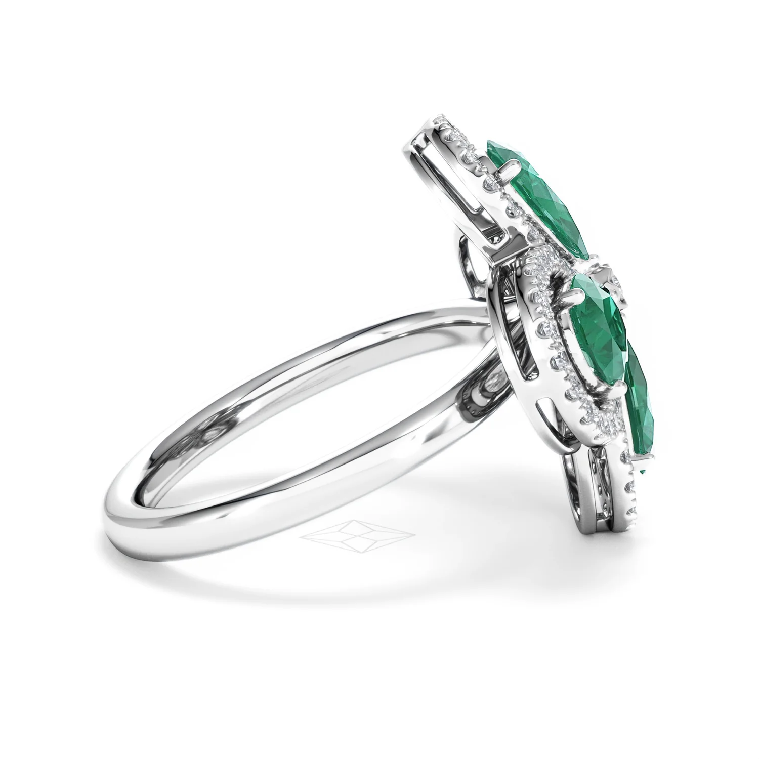Bloom 3.20ct Lab Emerald and Lab Diamond Ring in 18K White Gold - Image 30