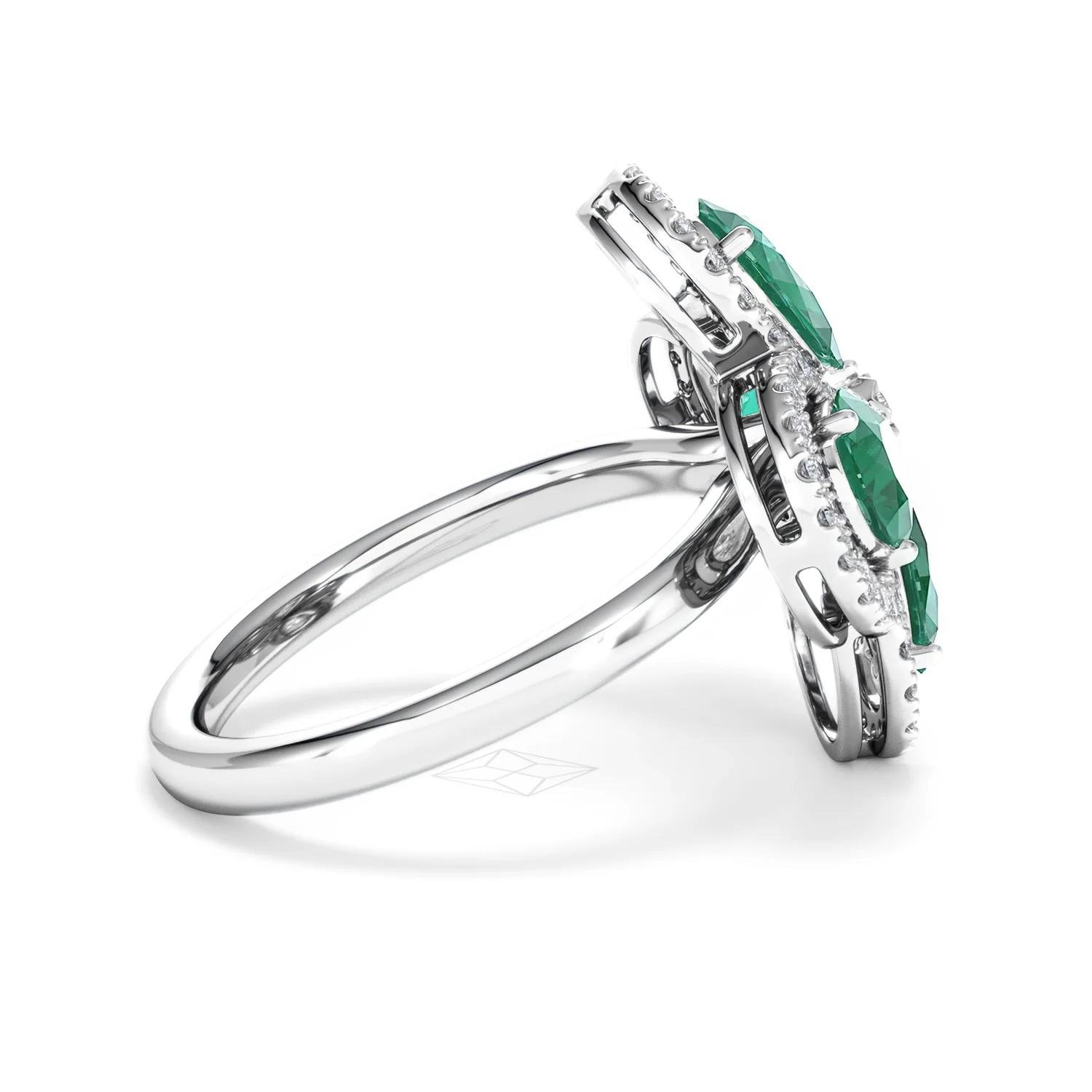 Bloom 3.20ct Lab Emerald and Lab Diamond Ring in 18K White Gold - Image 31
