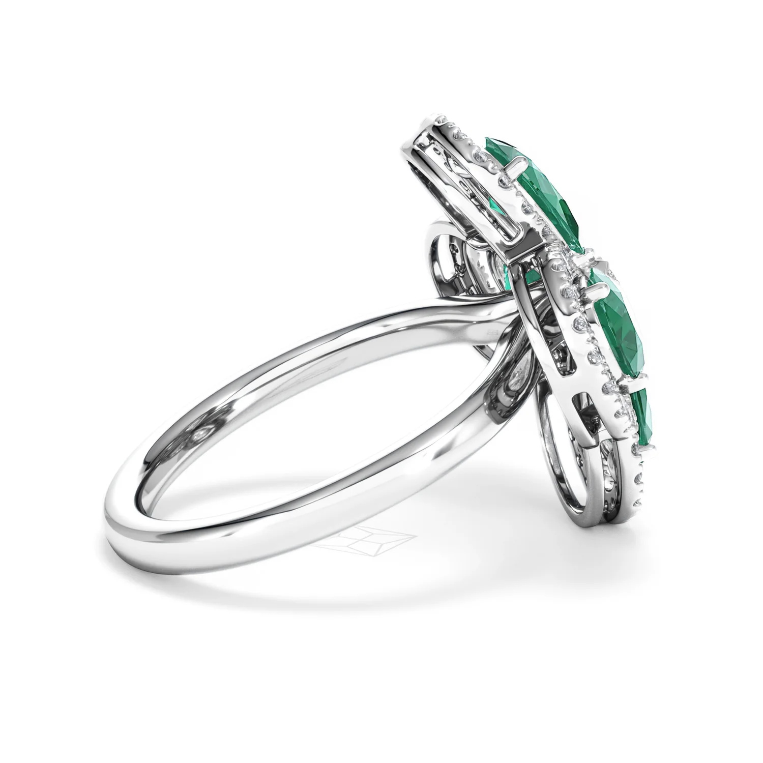 Bloom 3.20ct Lab Emerald and Lab Diamond Ring in 18K White Gold - Image 32