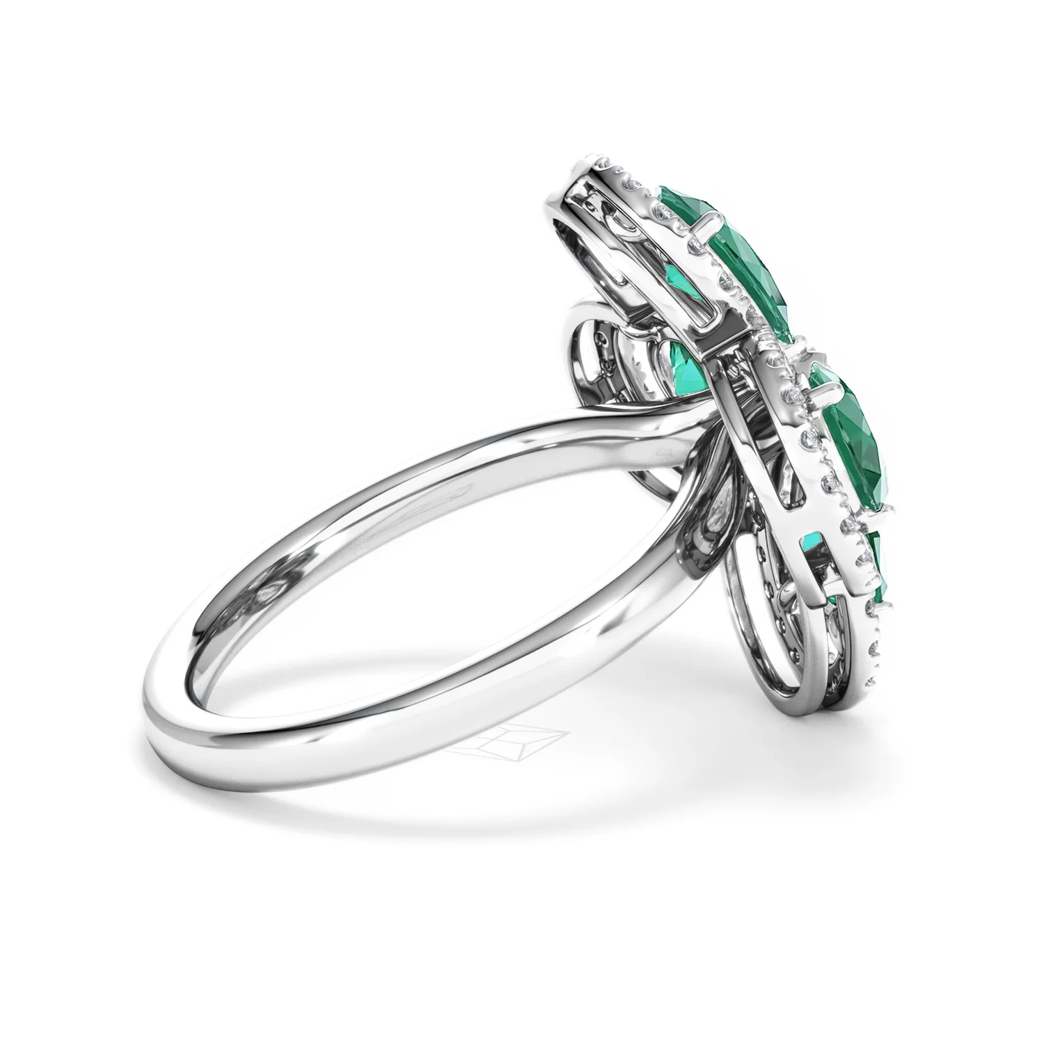 Bloom 3.20ct Lab Emerald and Lab Diamond Ring in 18K White Gold - Image 33