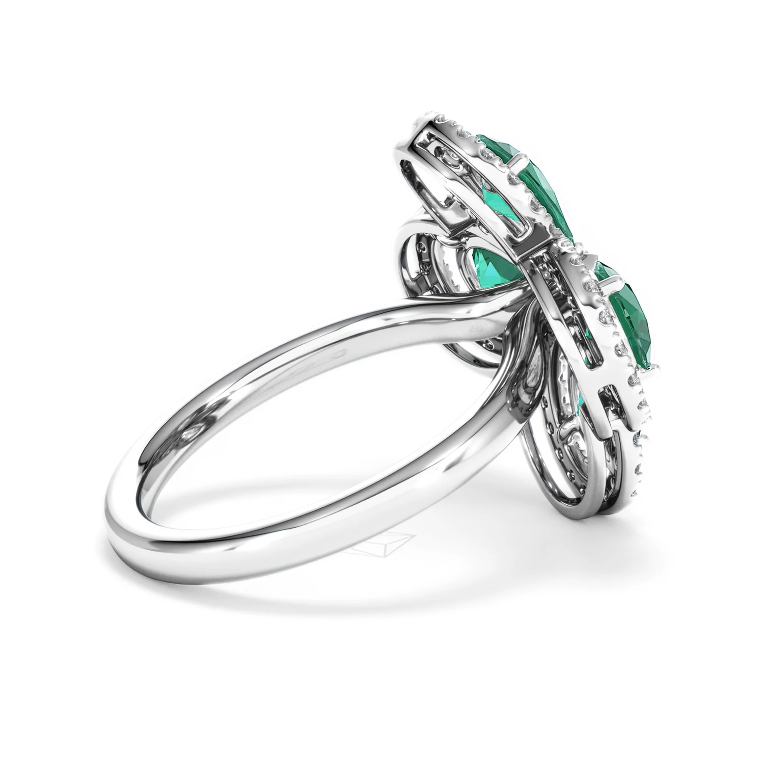 Bloom 3.20ct Lab Emerald and Lab Diamond Ring in 18K White Gold - Image 34