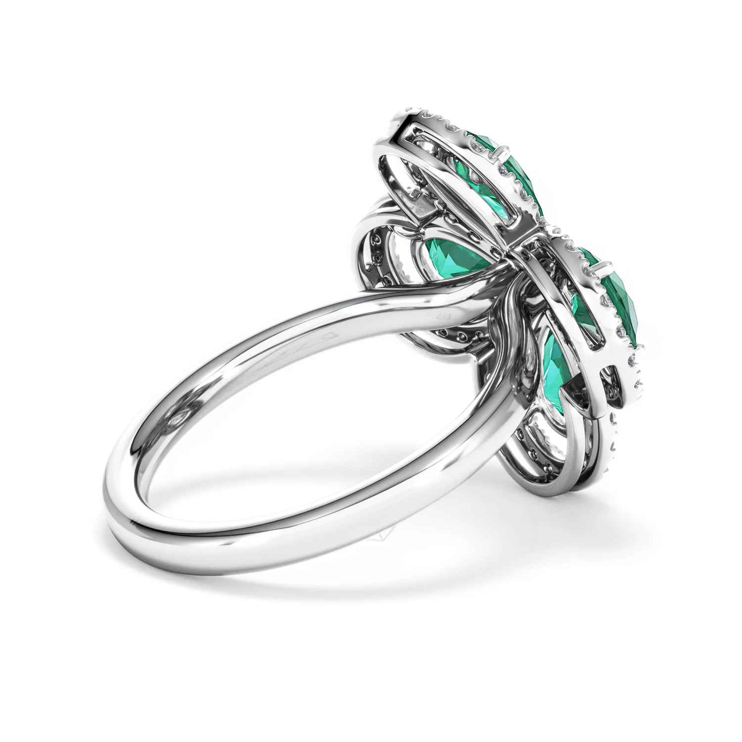Bloom 3.20ct Lab Emerald and Lab Diamond Ring in 18K White Gold - Image 36