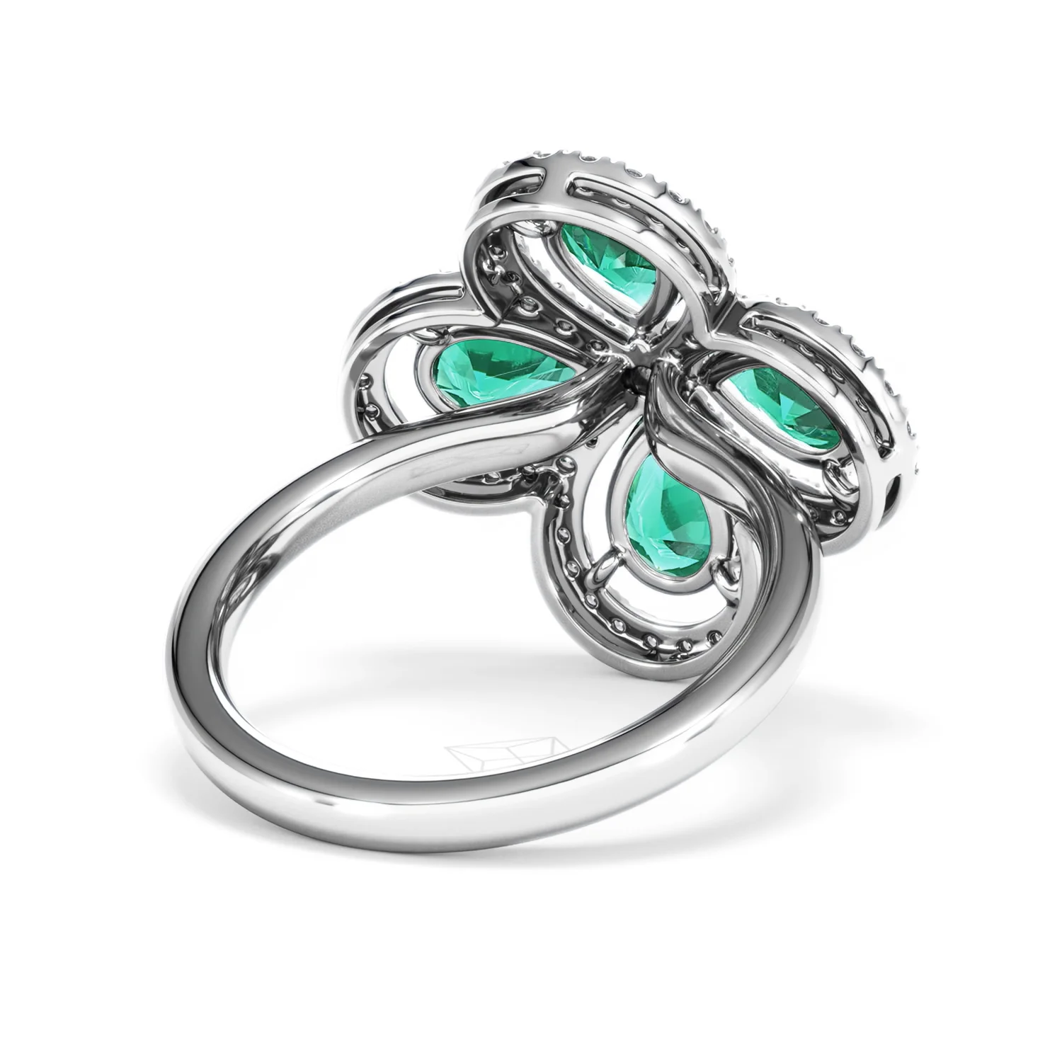 Bloom 3.20ct Lab Emerald and Lab Diamond Ring in 18K White Gold - Image 43