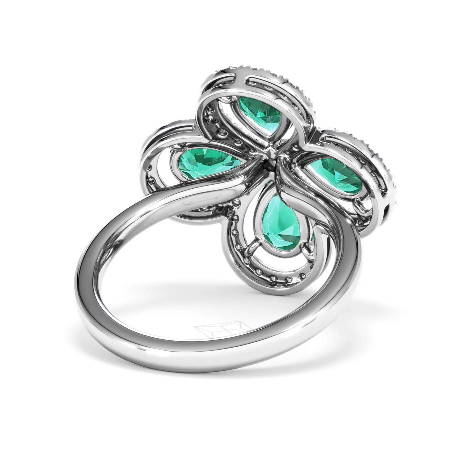 Bloom 3.20ct Lab Emerald and Lab Diamond Ring in 18K White Gold - Image 44