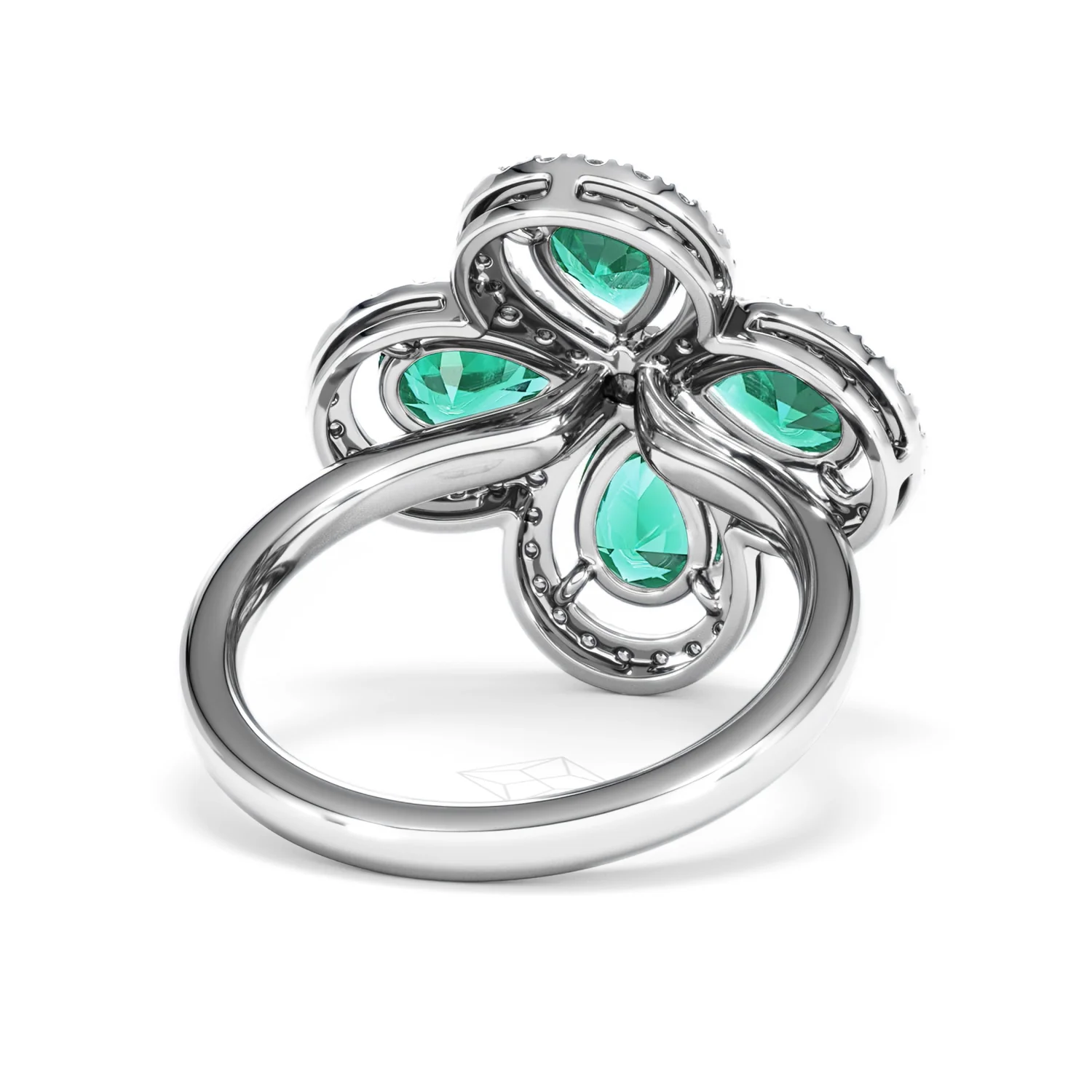 Bloom 3.20ct Lab Emerald and Lab Diamond Ring in 18K White Gold - Image 45