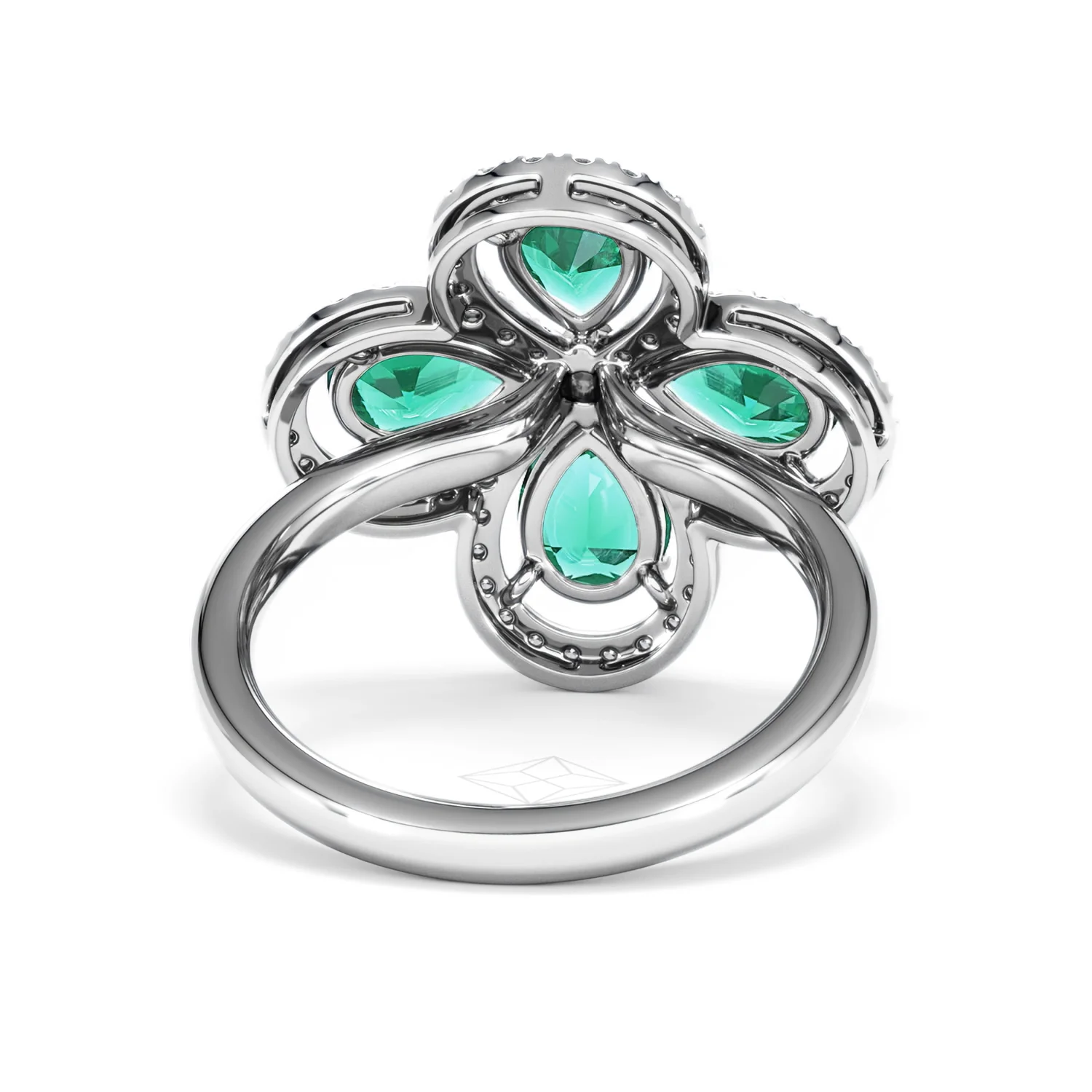 Bloom 3.20ct Lab Emerald and Lab Diamond Ring in 18K White Gold - Image 47