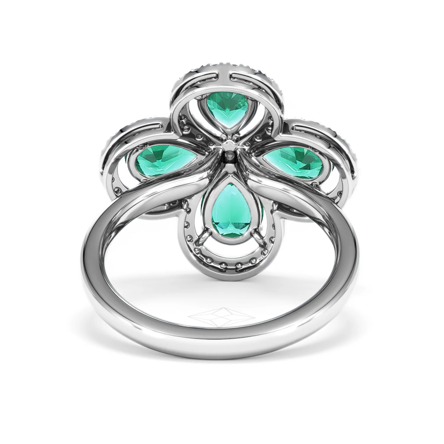 Bloom 3.20ct Lab Emerald and Lab Diamond Ring in 18K White Gold - Image 48