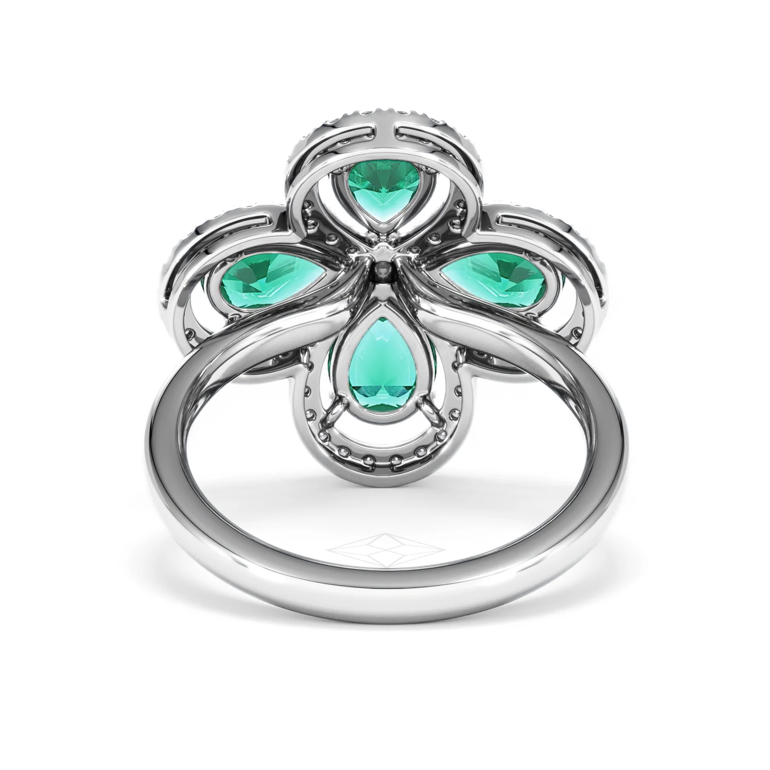 Bloom 3.20ct Lab Emerald and Lab Diamond Ring in 18K White Gold - Image 49