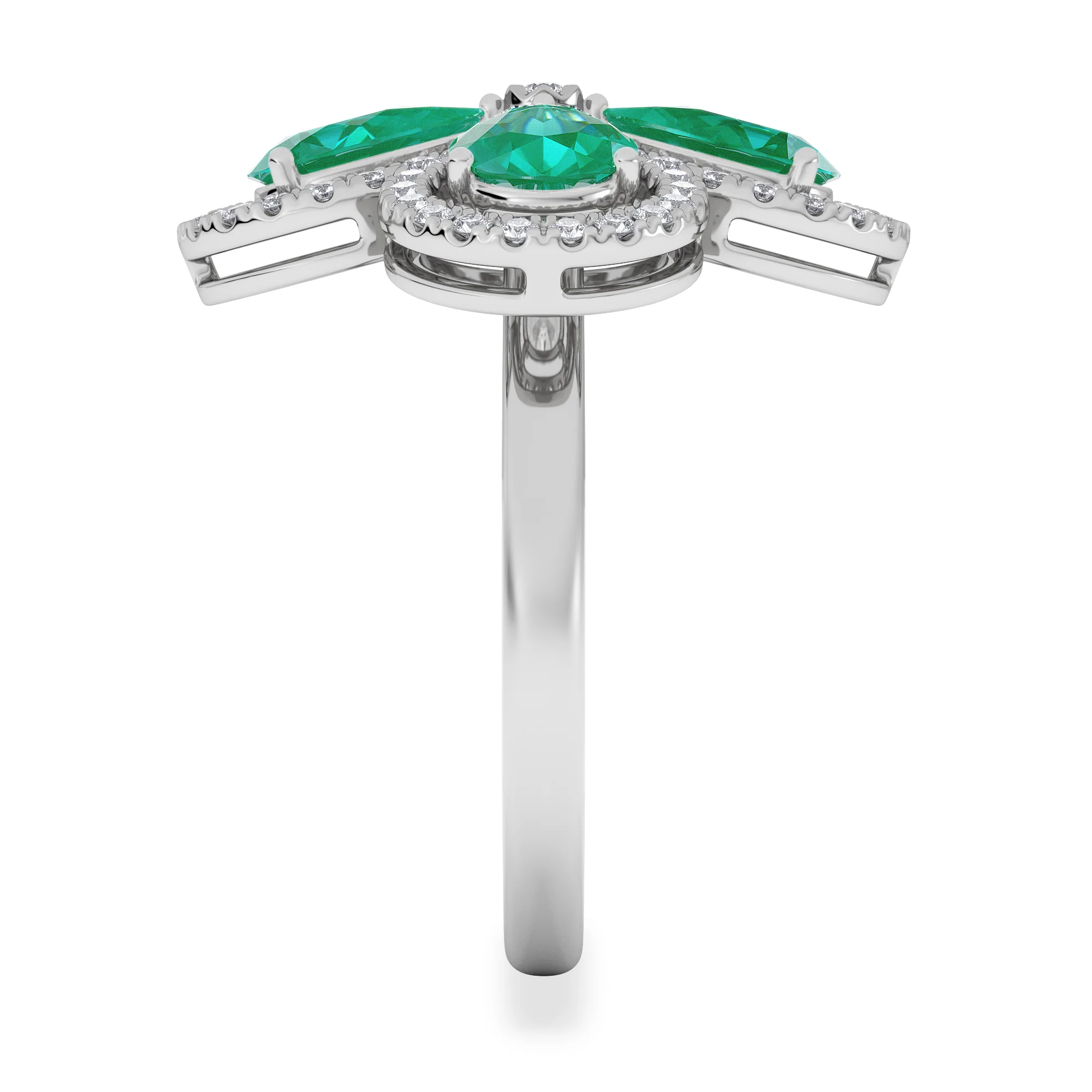 Bloom 3.20ct Lab Emerald and Lab Diamond Ring in 18K White Gold - Image 5