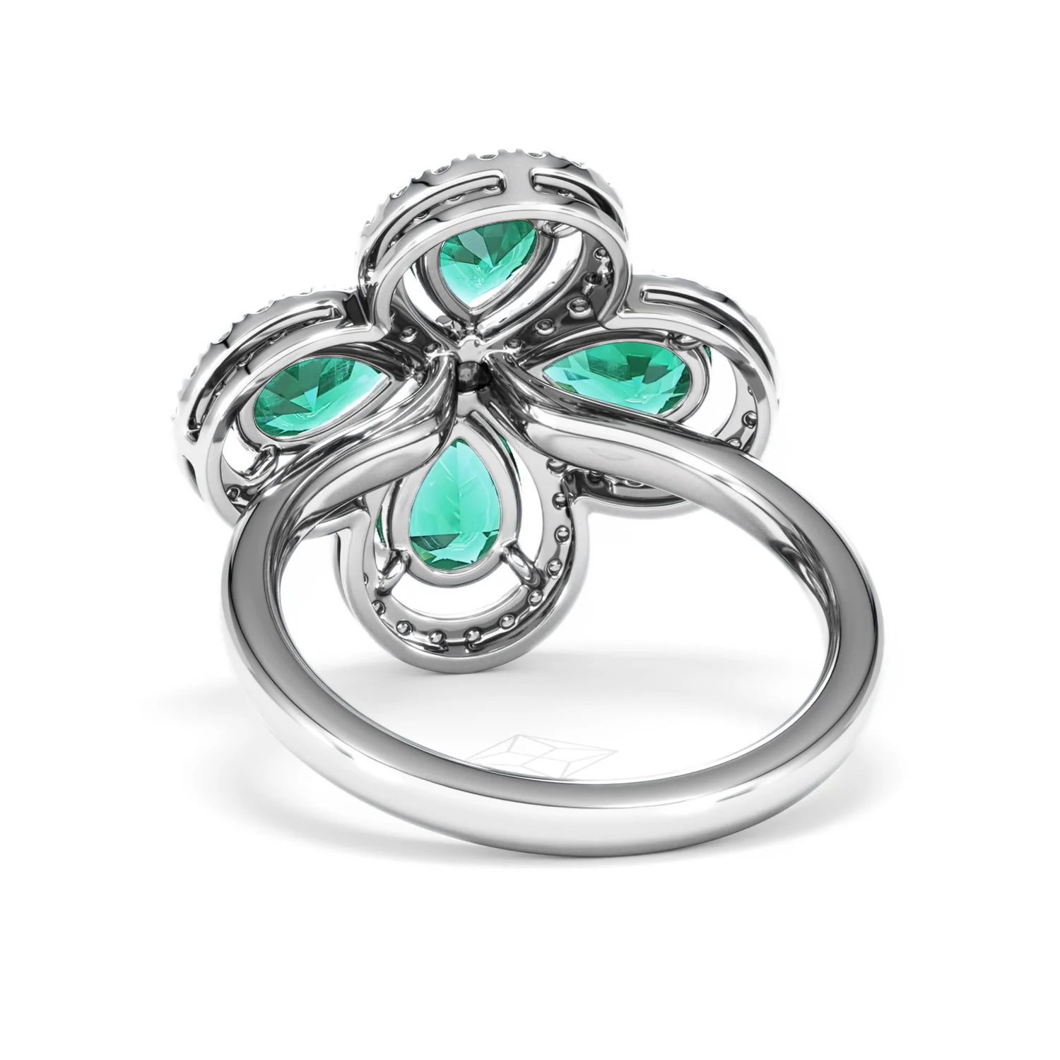 Bloom 3.20ct Lab Emerald and Lab Diamond Ring in 18K White Gold - Image 52