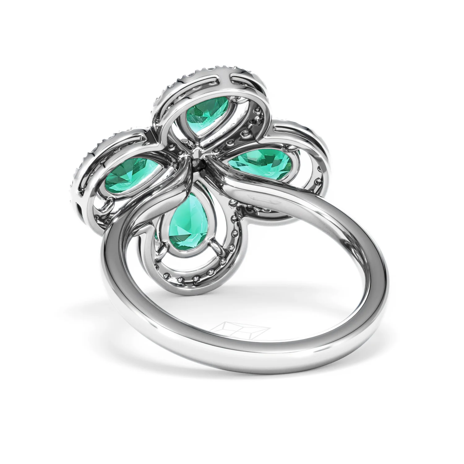 Bloom 3.20ct Lab Emerald and Lab Diamond Ring in 18K White Gold - Image 53
