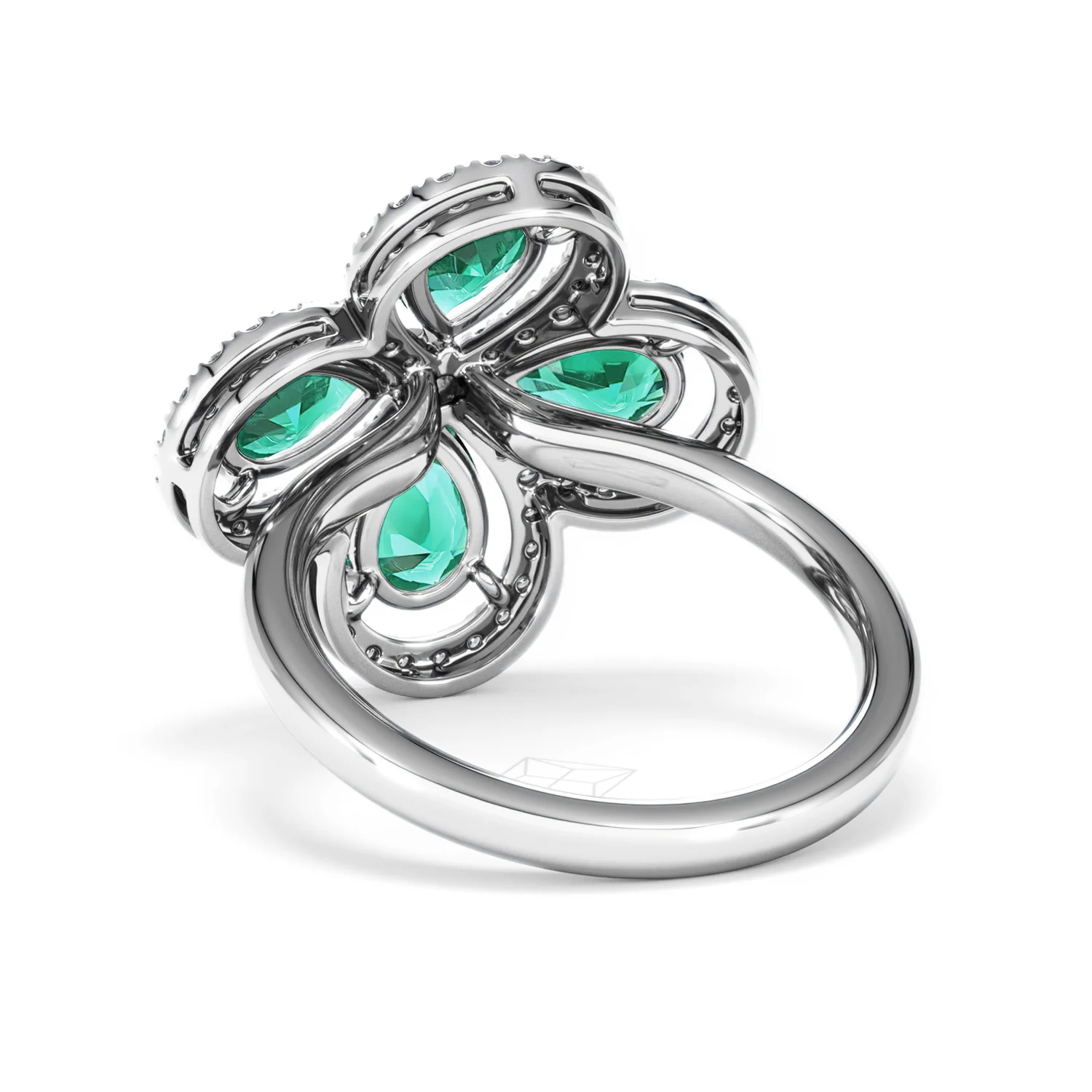 Bloom 3.20ct Lab Emerald and Lab Diamond Ring in 18K White Gold - Image 54