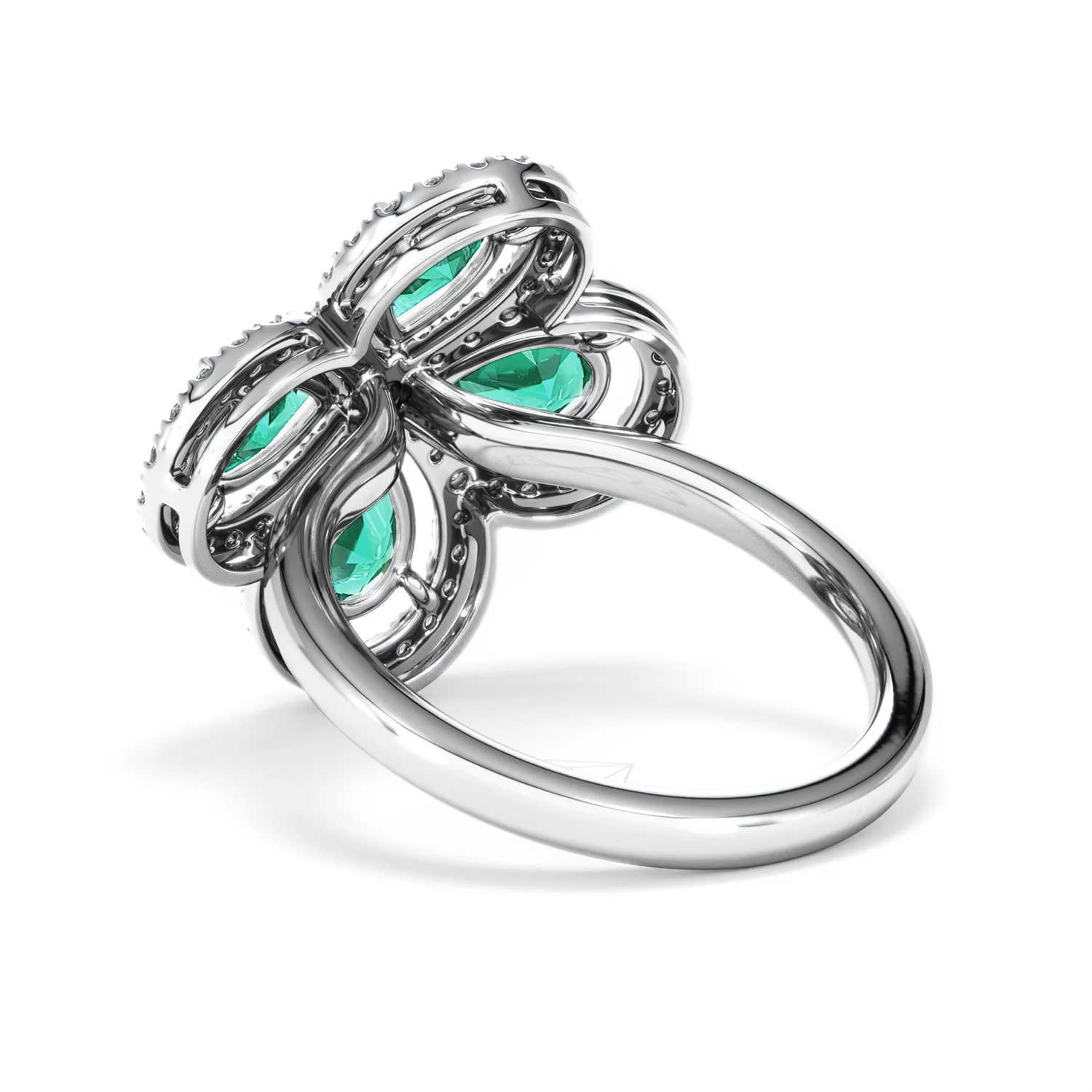 Bloom 3.20ct Lab Emerald and Lab Diamond Ring in 18K White Gold - Image 57