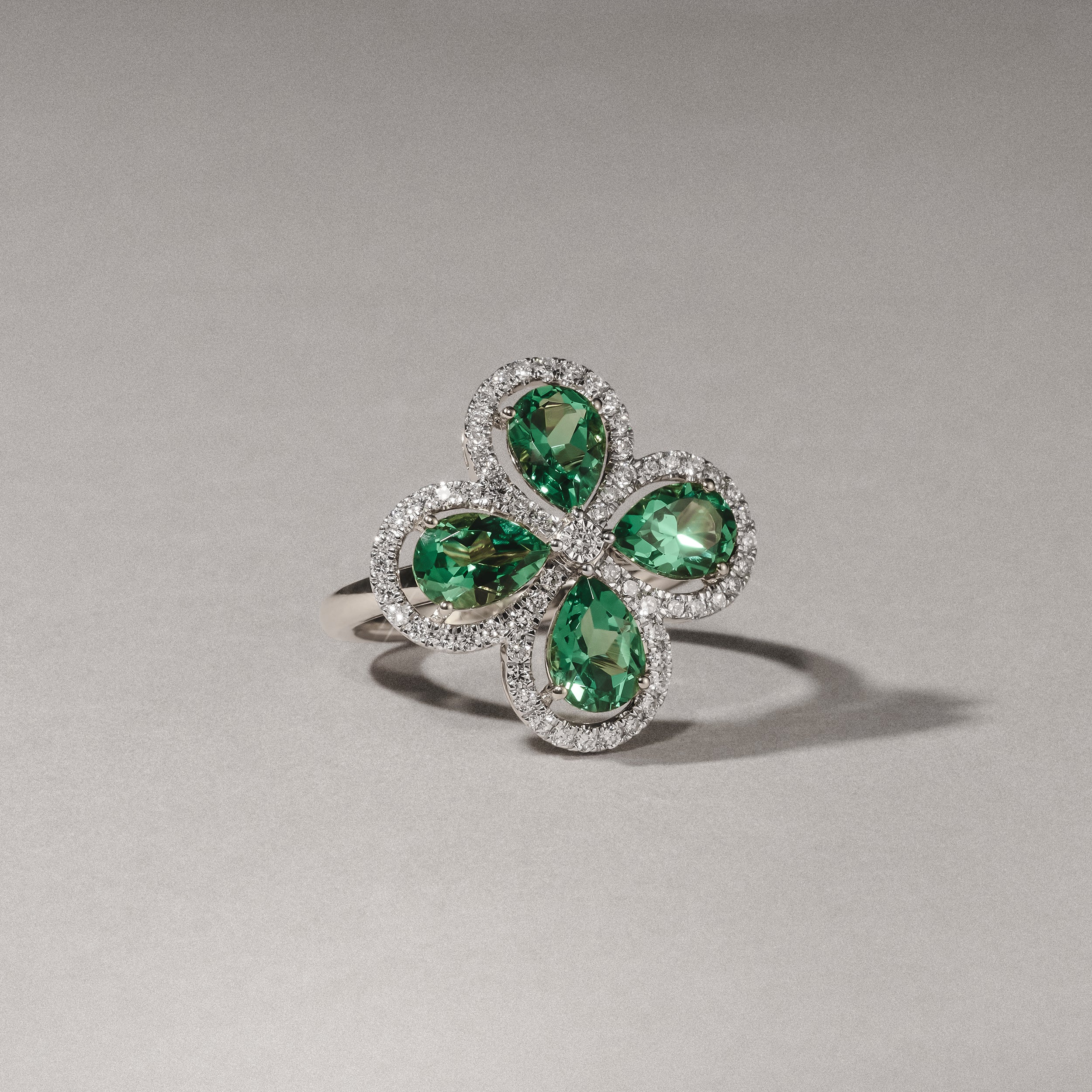 Bloom 3.20ct Lab Emerald and Lab Diamond Ring in 18K White Gold - Image 6