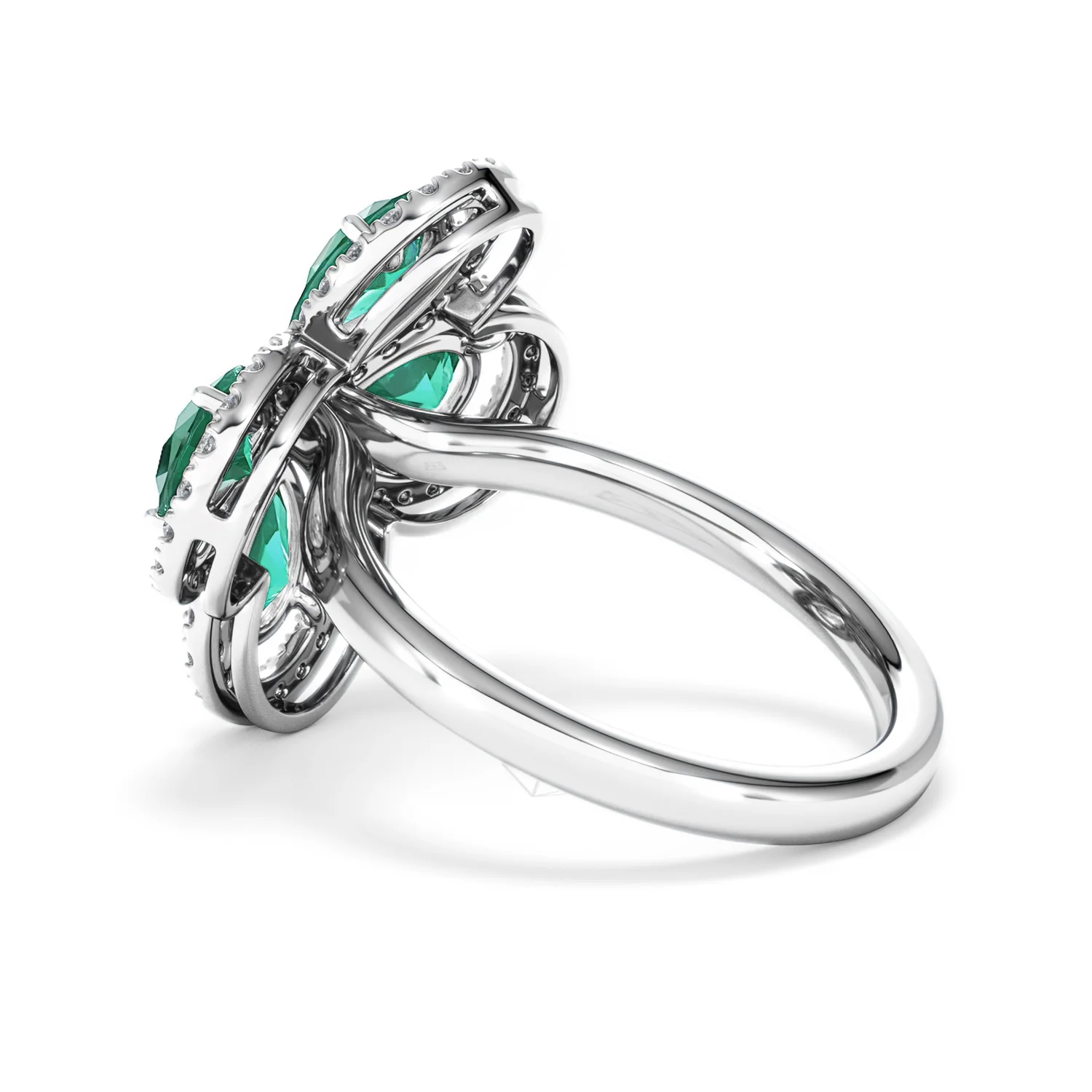 Bloom 3.20ct Lab Emerald and Lab Diamond Ring in 18K White Gold - Image 62