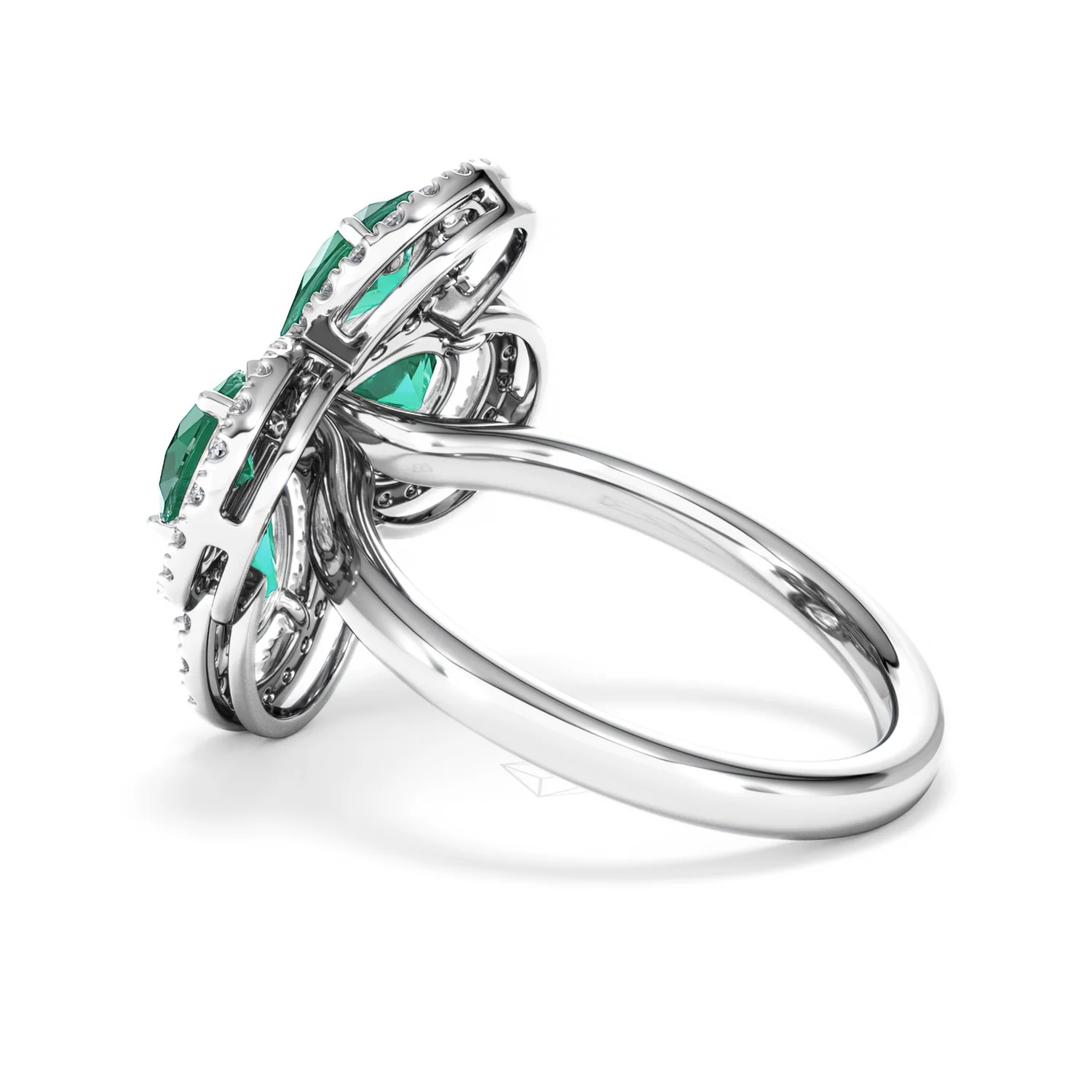 Bloom 3.20ct Lab Emerald and Lab Diamond Ring in 18K White Gold - Image 63