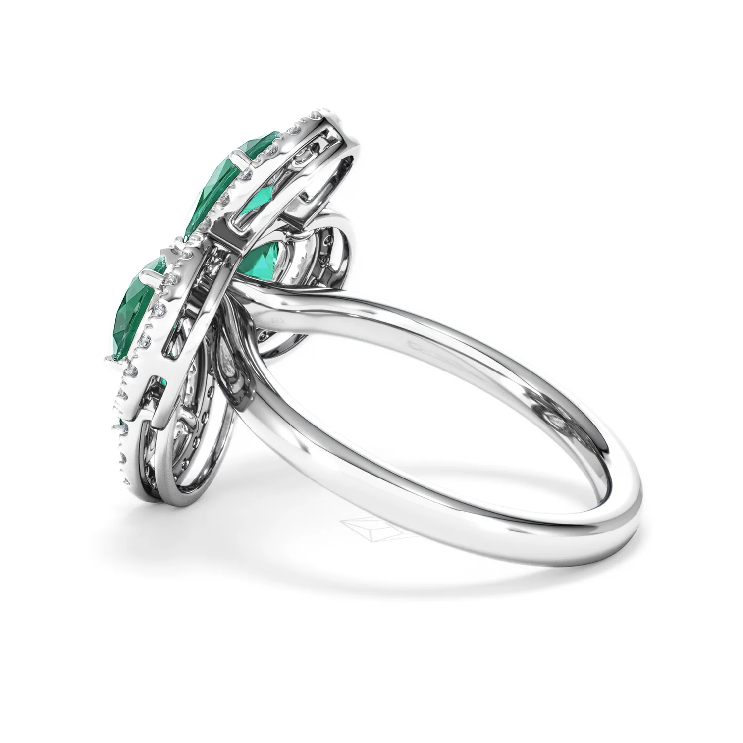Bloom 3.20ct Lab Emerald and Lab Diamond Ring in 18K White Gold - Image 64