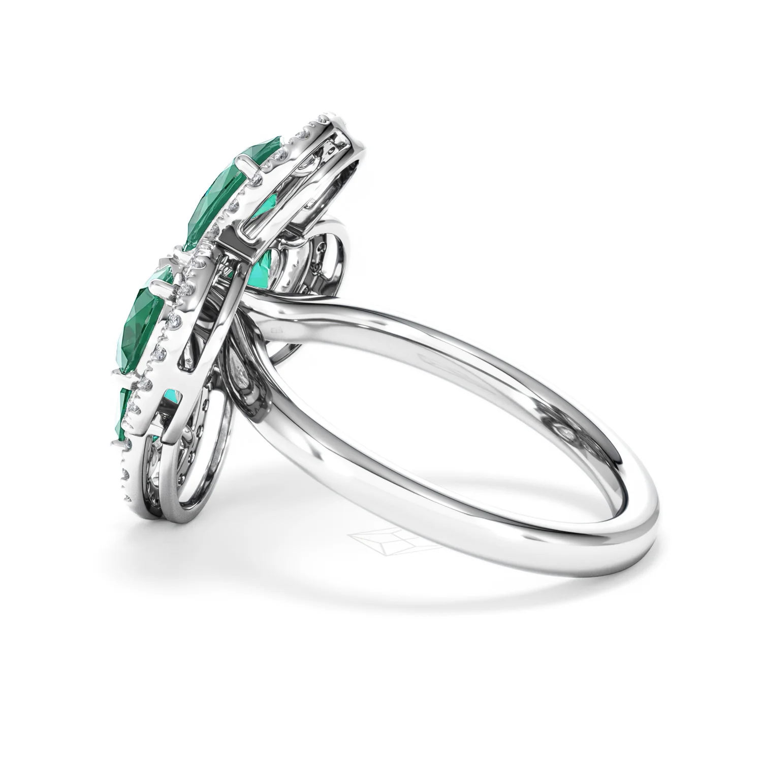 Bloom 3.20ct Lab Emerald and Lab Diamond Ring in 18K White Gold - Image 65