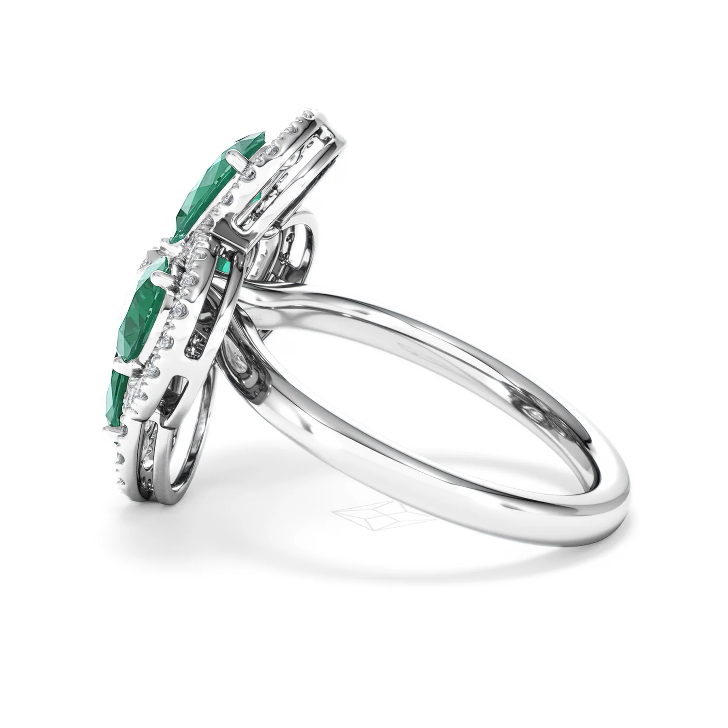 Bloom 3.20ct Lab Emerald and Lab Diamond Ring in 18K White Gold - Image 66