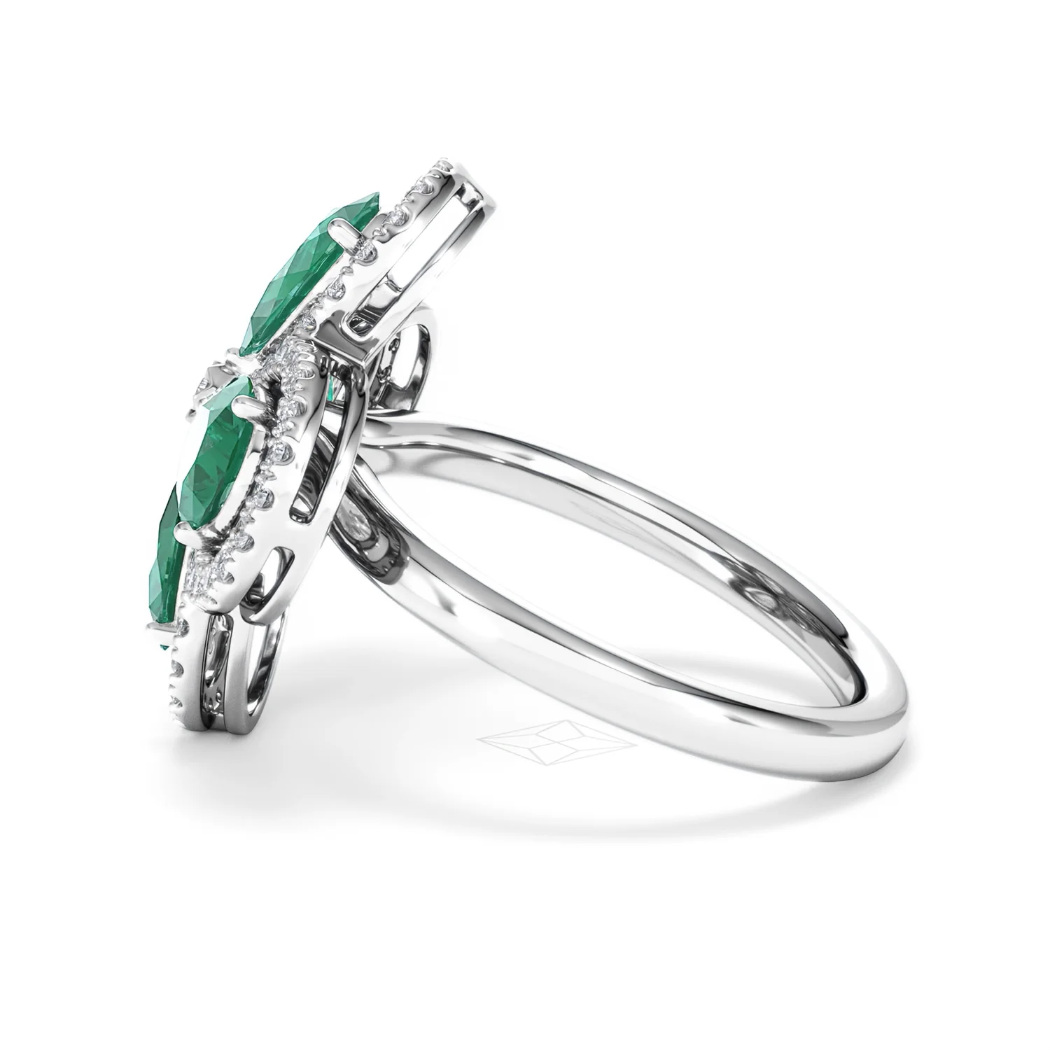Bloom 3.20ct Lab Emerald and Lab Diamond Ring in 18K White Gold - Image 67