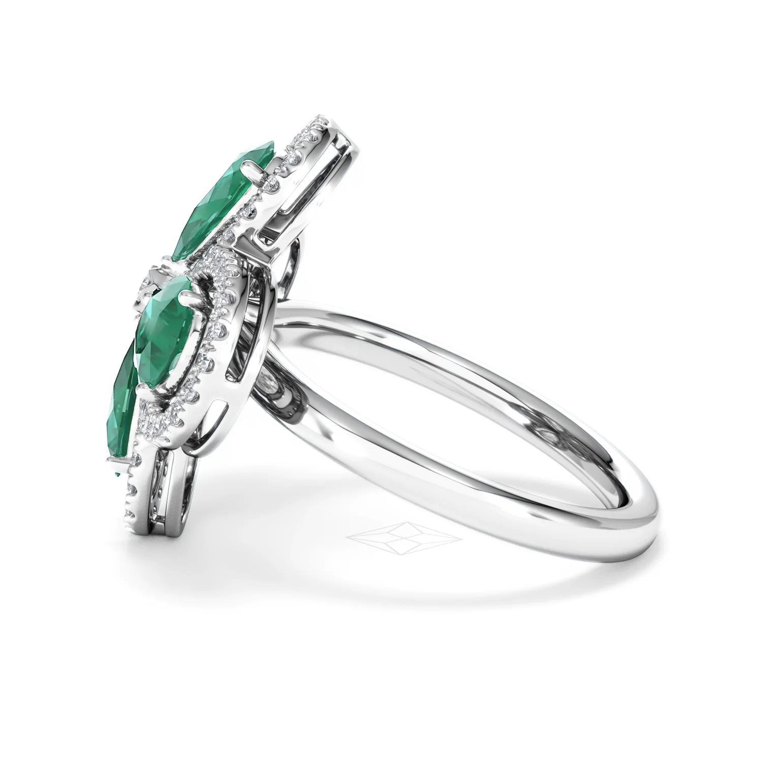 Bloom 3.20ct Lab Emerald and Lab Diamond Ring in 18K White Gold - Image 68