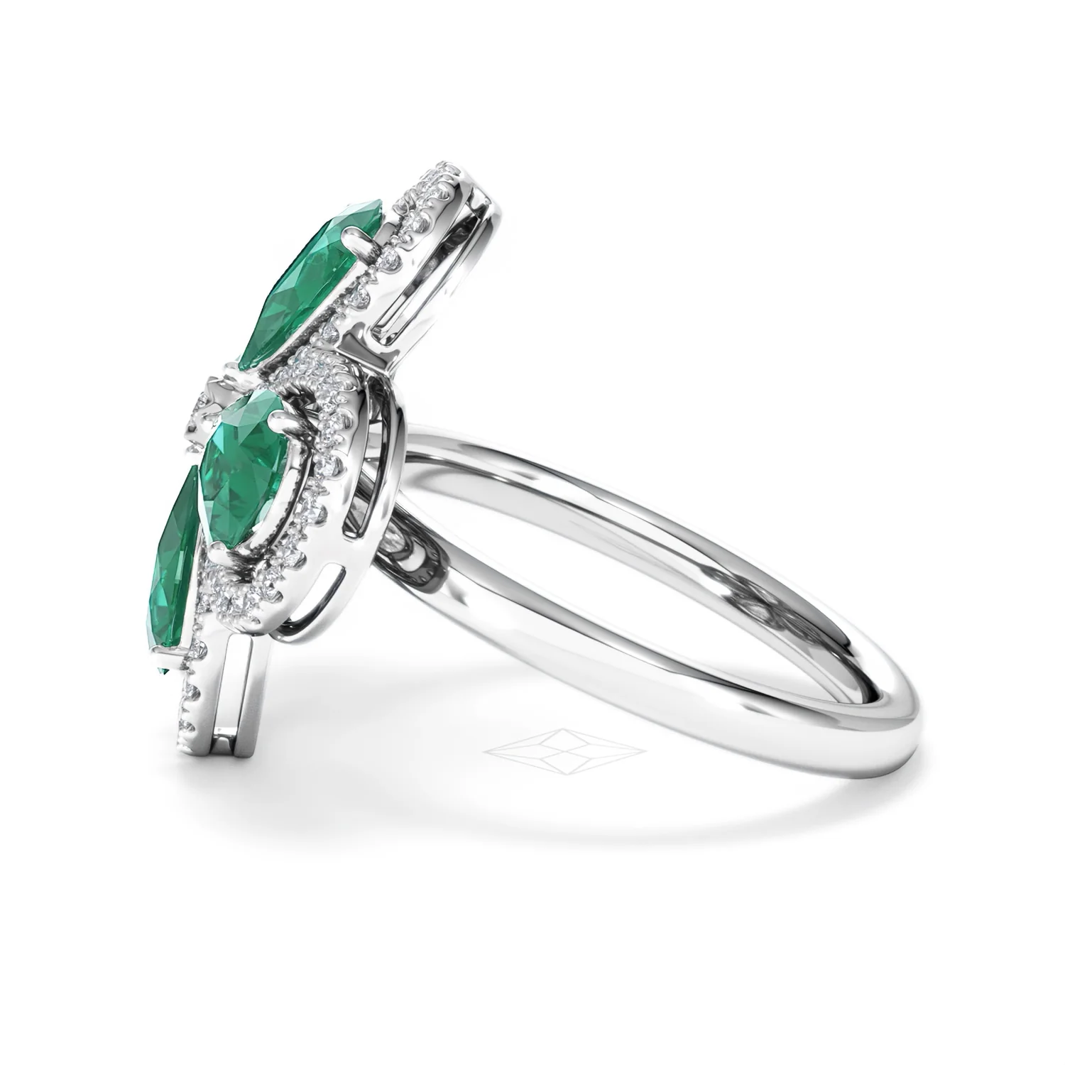 Bloom 3.20ct Lab Emerald and Lab Diamond Ring in 18K White Gold - Image 69