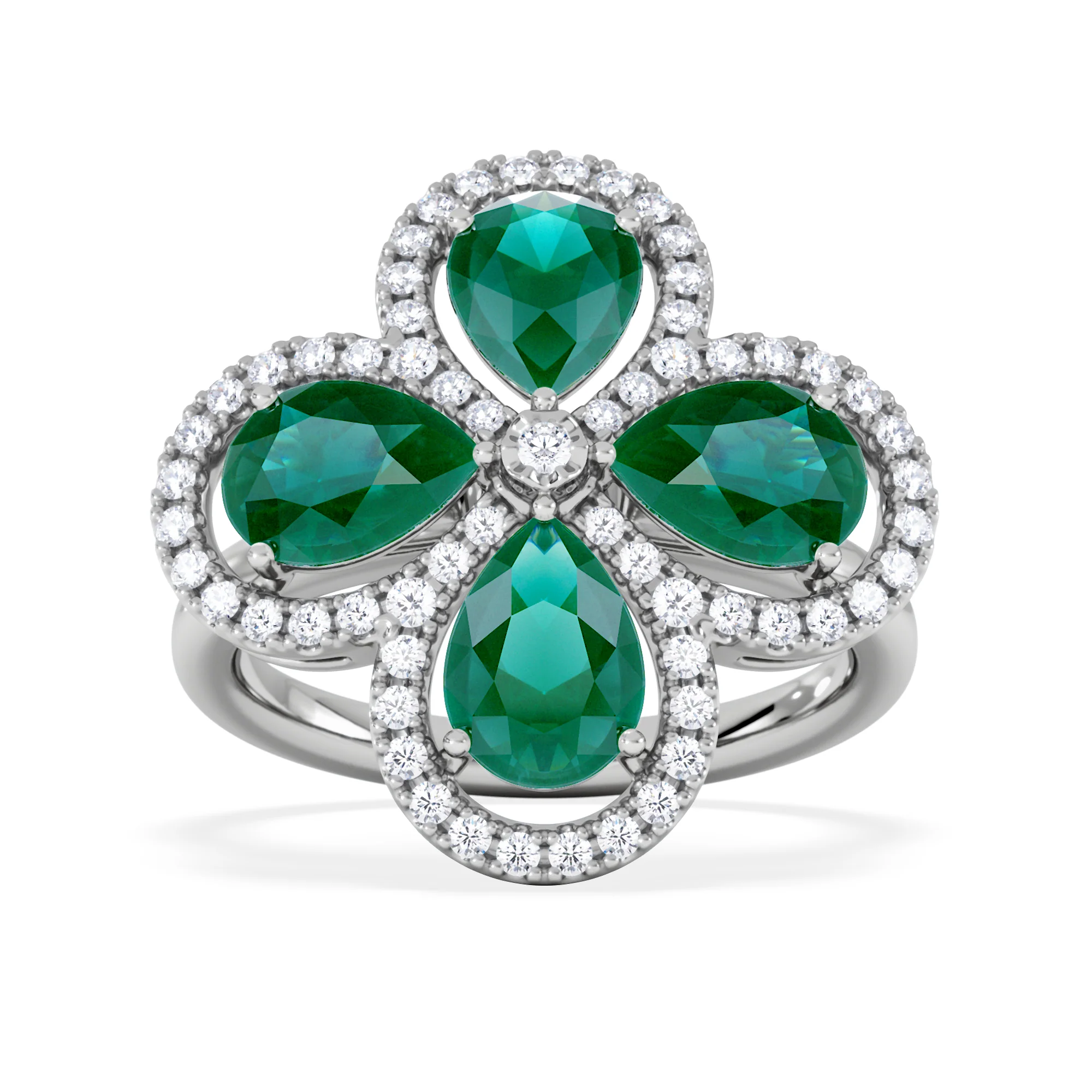 Bloom 3.20ct Lab Emerald and Lab Diamond Ring in 18K White Gold - Image 7