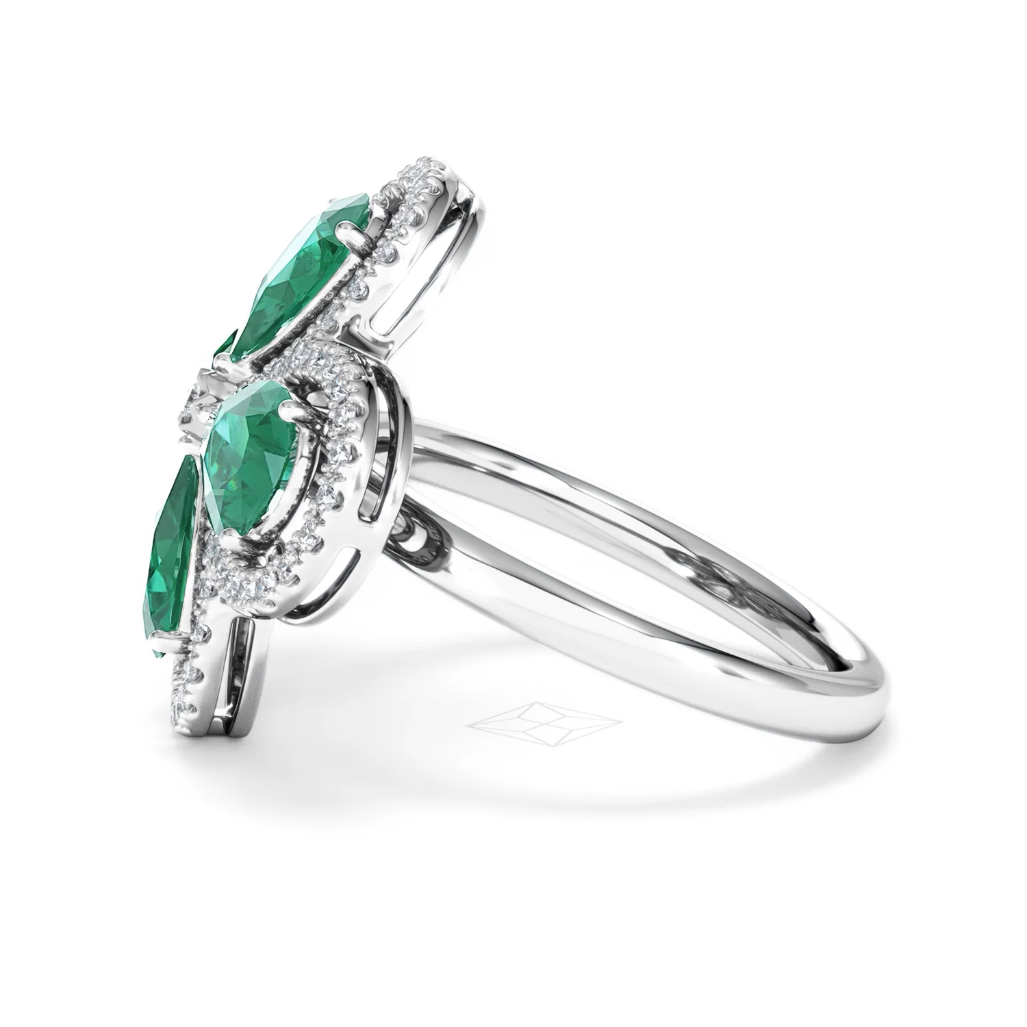 Bloom 3.20ct Lab Emerald and Lab Diamond Ring in 18K White Gold - Image 70