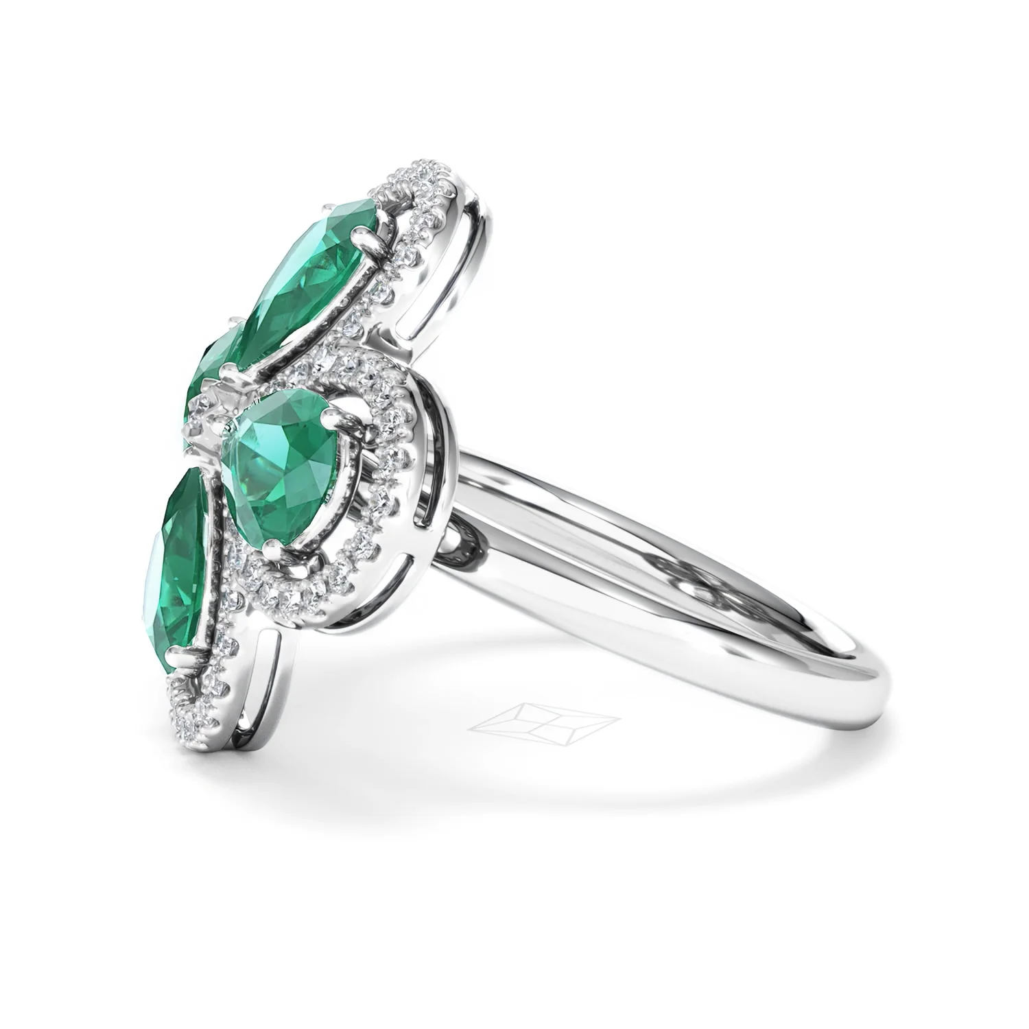 Bloom 3.20ct Lab Emerald and Lab Diamond Ring in 18K White Gold - Image 72