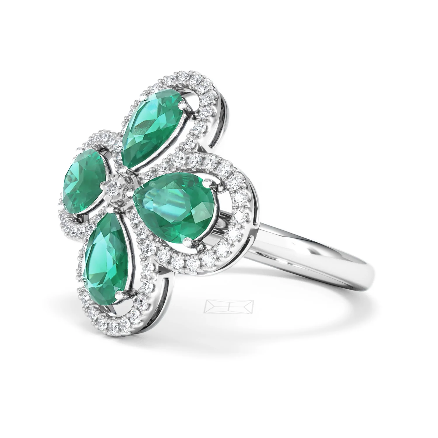 Bloom 3.20ct Lab Emerald and Lab Diamond Ring in 18K White Gold - Image 78