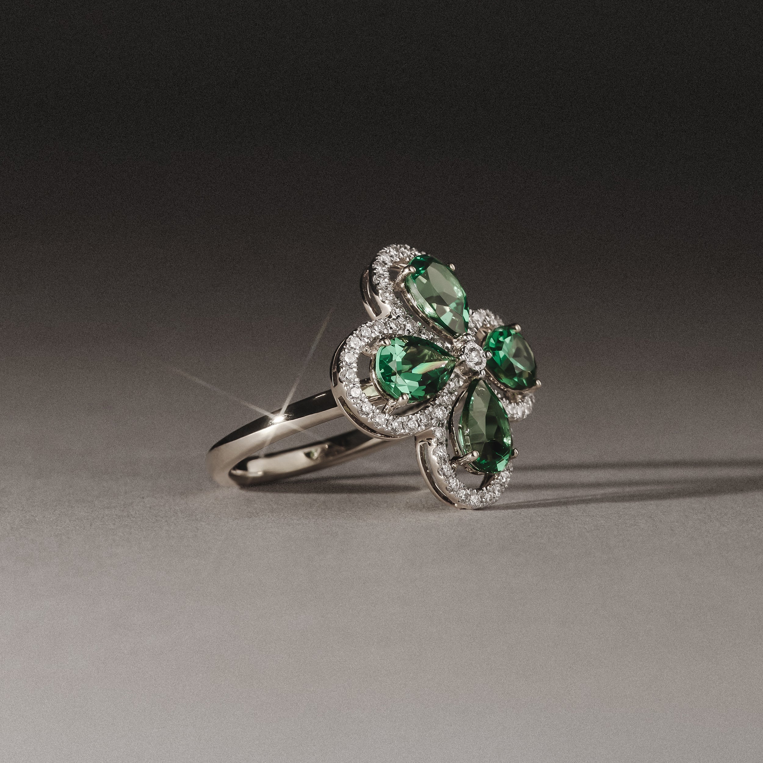 Bloom 3.20ct Lab Emerald and Lab Diamond Ring in 18K White Gold - Image 8