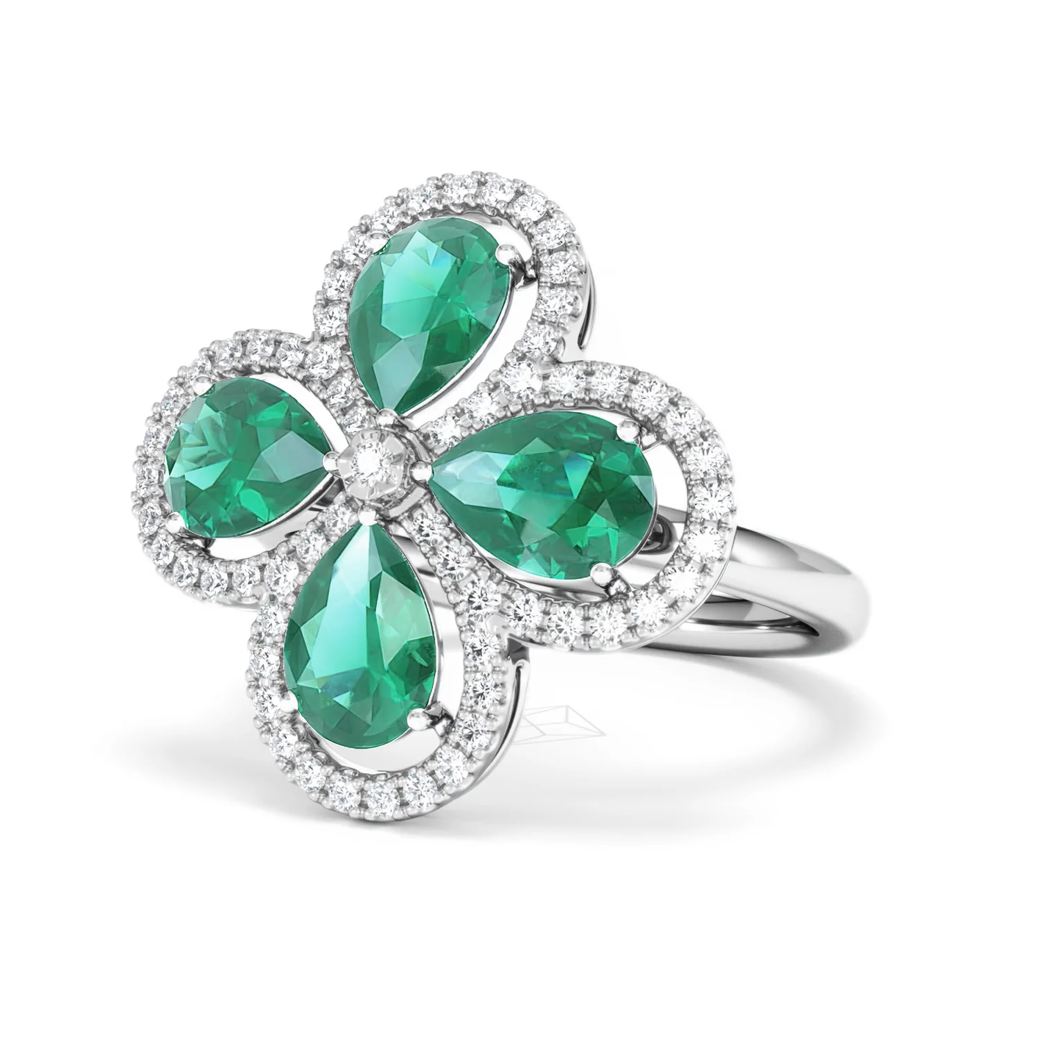 Bloom 3.20ct Lab Emerald and Lab Diamond Ring in 18K White Gold - Image 83