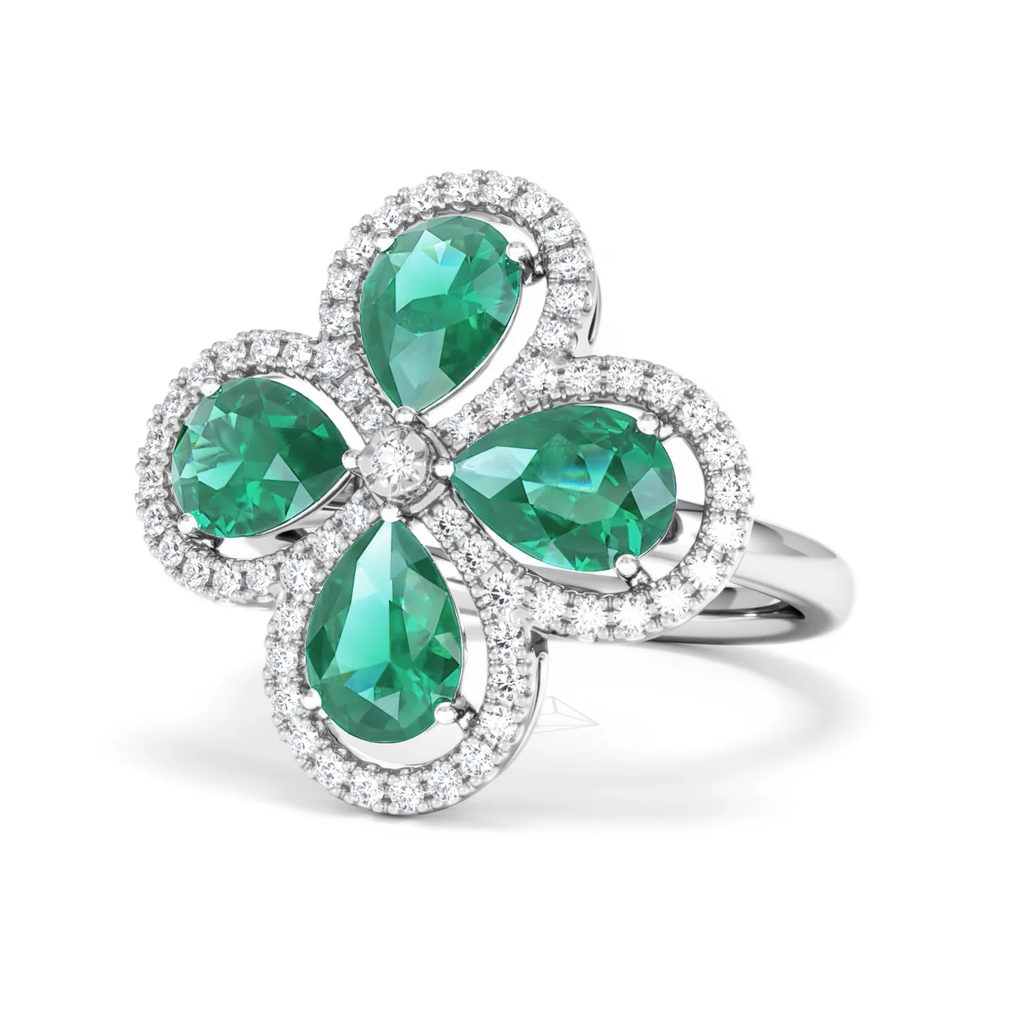Bloom 3.20ct Lab Emerald and Lab Diamond Ring in 18K White Gold - Image 84