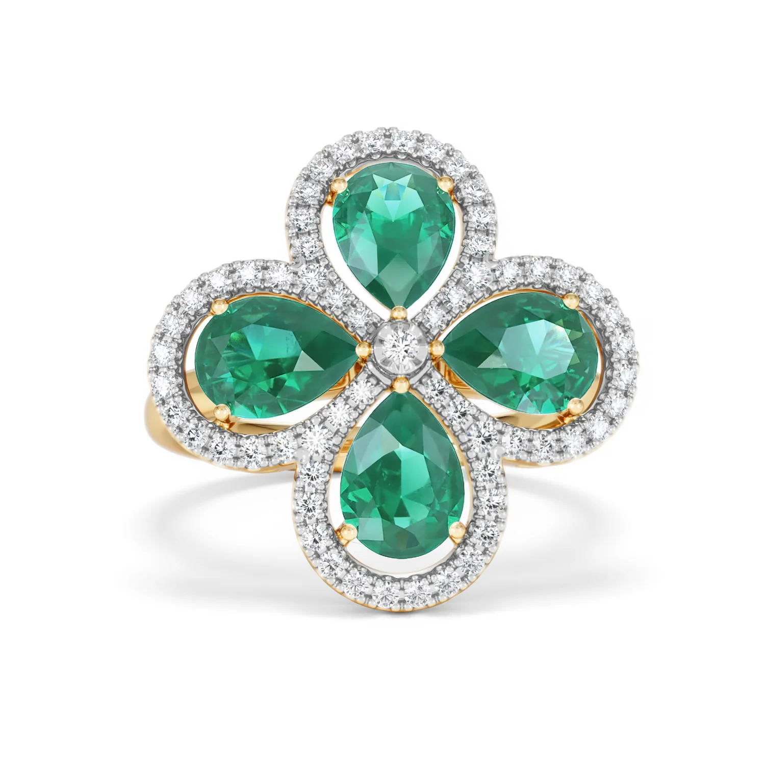 Bloom 3.20ct Lab Emerald and Lab Diamond Ring in 18K Yellow Gold - Image 10