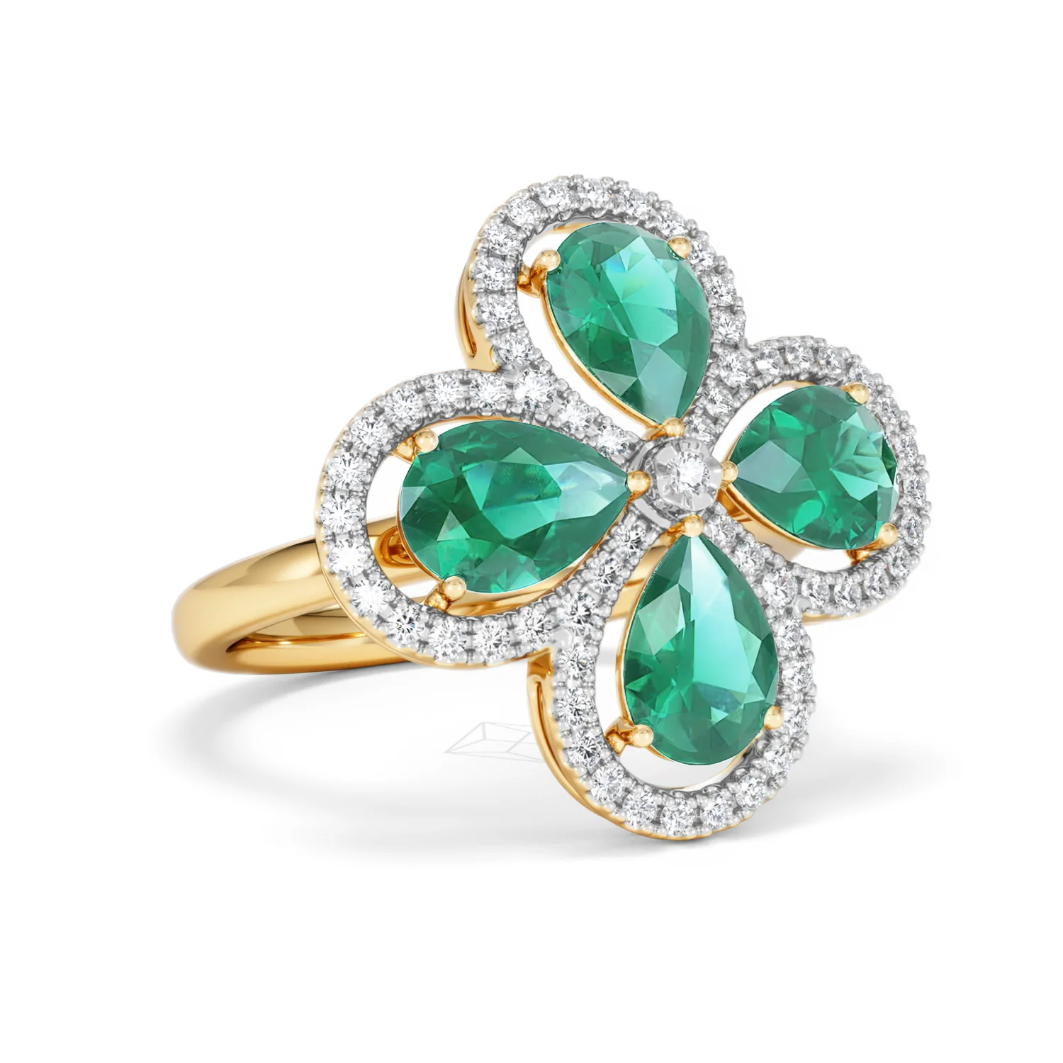 Bloom 3.20ct Lab Emerald and Lab Diamond Ring in 18K Yellow Gold - Image 15