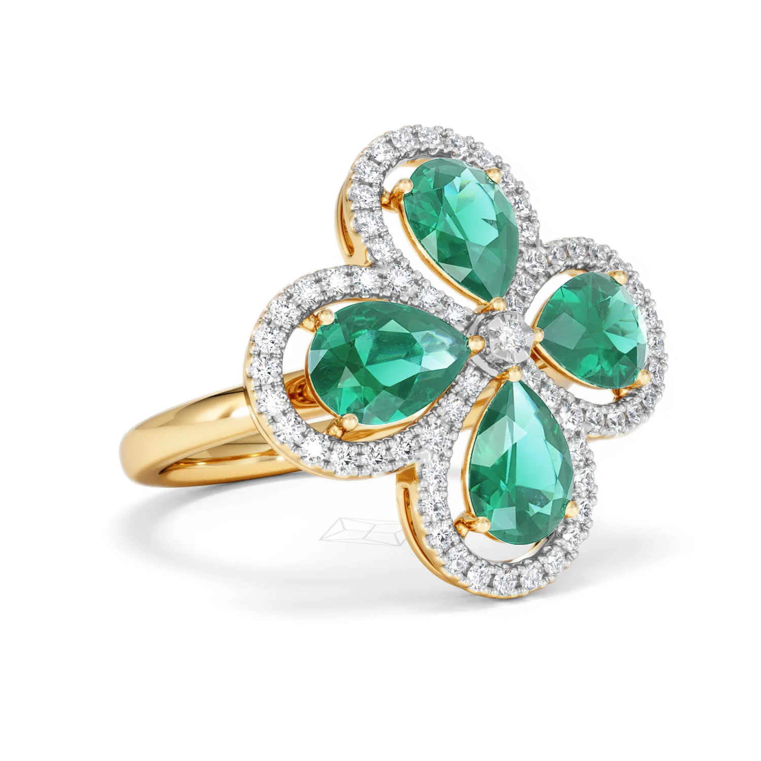 Bloom 3.20ct Lab Emerald and Lab Diamond Ring in 18K Yellow Gold - Image 16