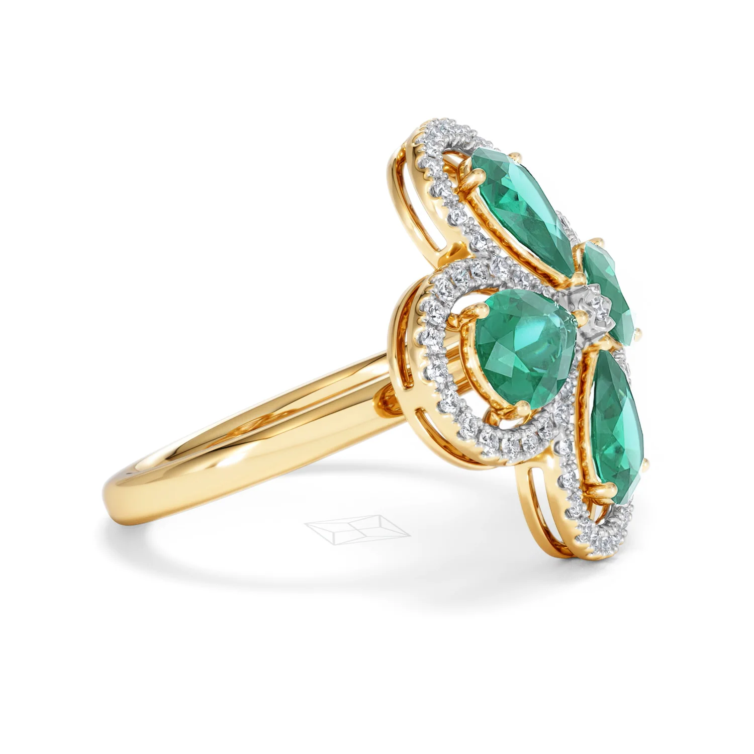 Bloom 3.20ct Lab Emerald and Lab Diamond Ring in 18K Yellow Gold - Image 24