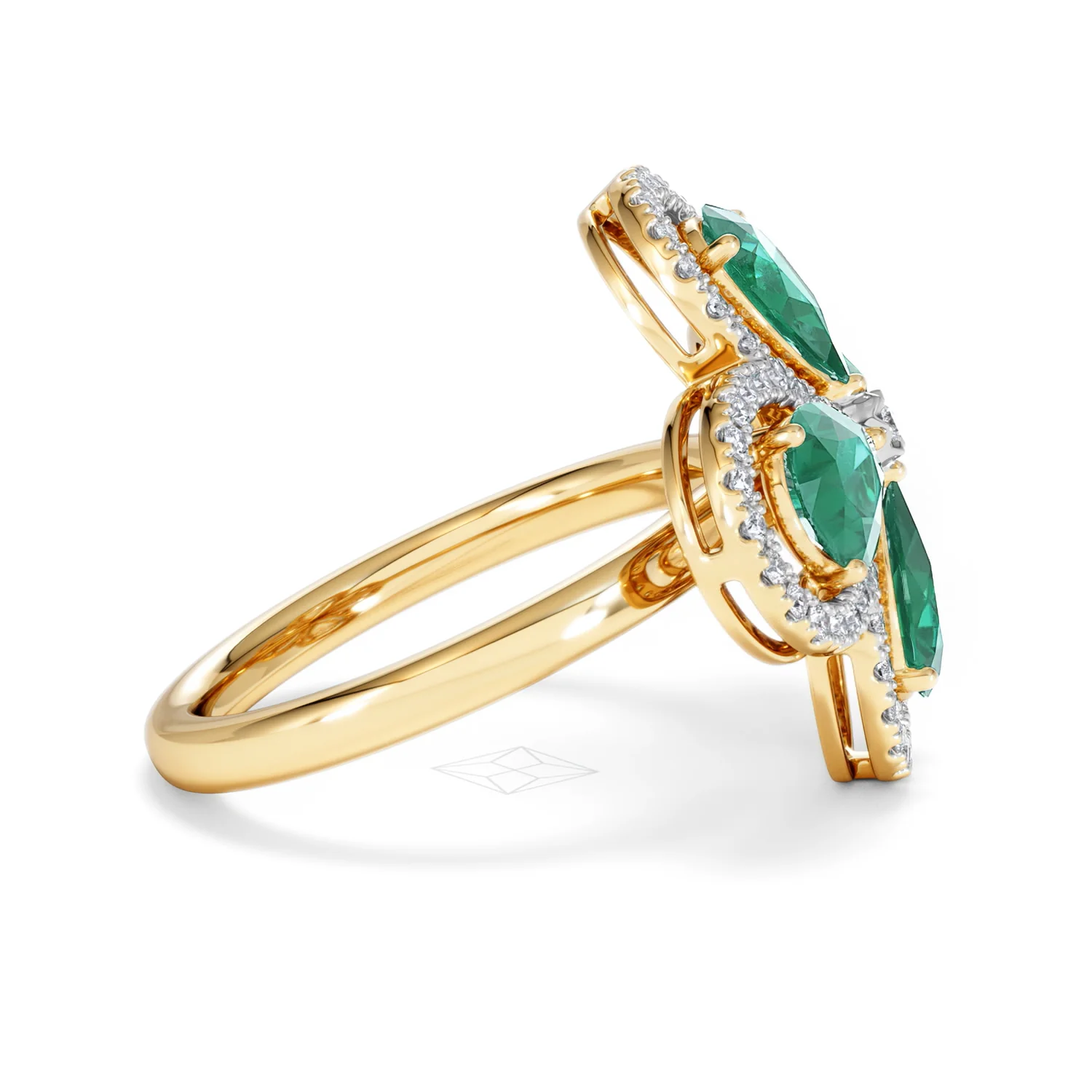 Bloom 3.20ct Lab Emerald and Lab Diamond Ring in 18K Yellow Gold - Image 28