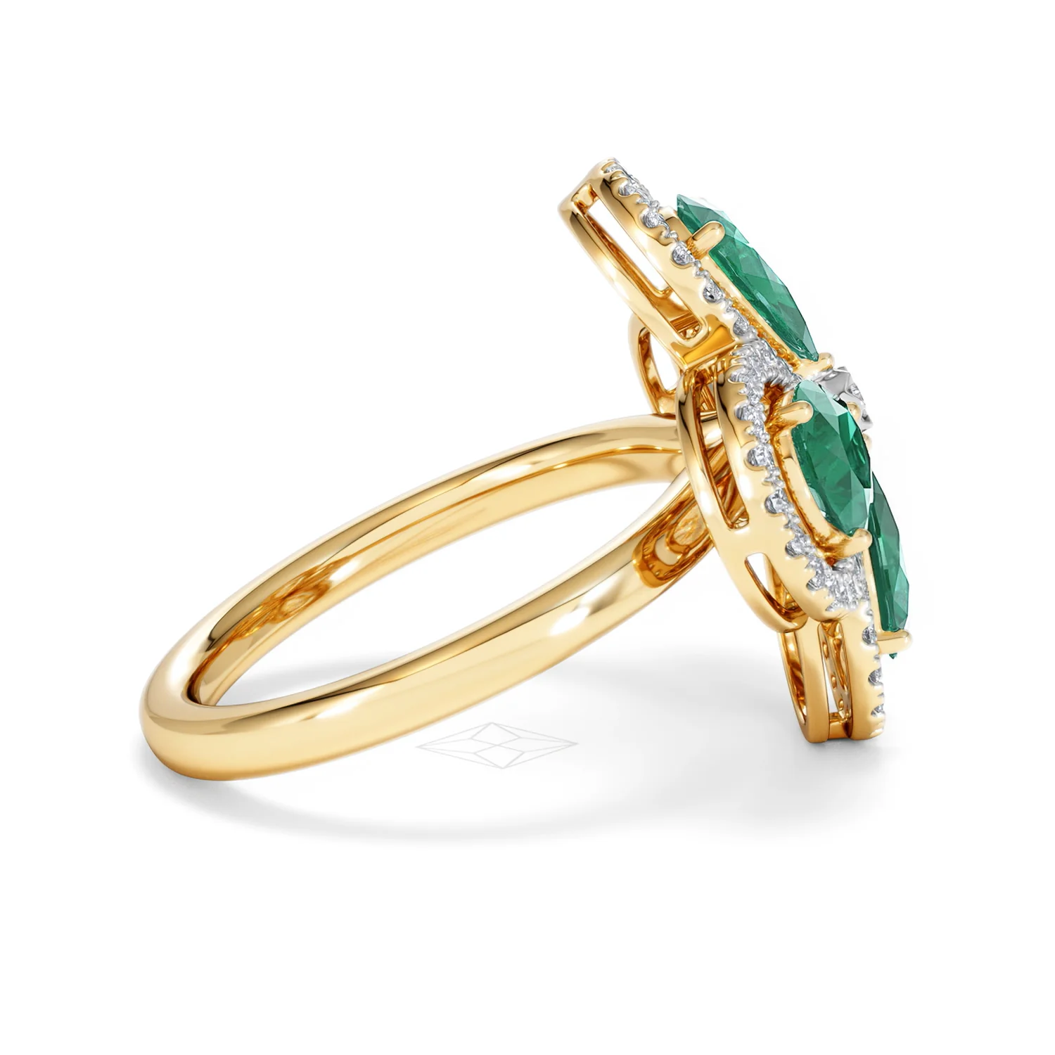 Bloom 3.20ct Lab Emerald and Lab Diamond Ring in 18K Yellow Gold - Image 30