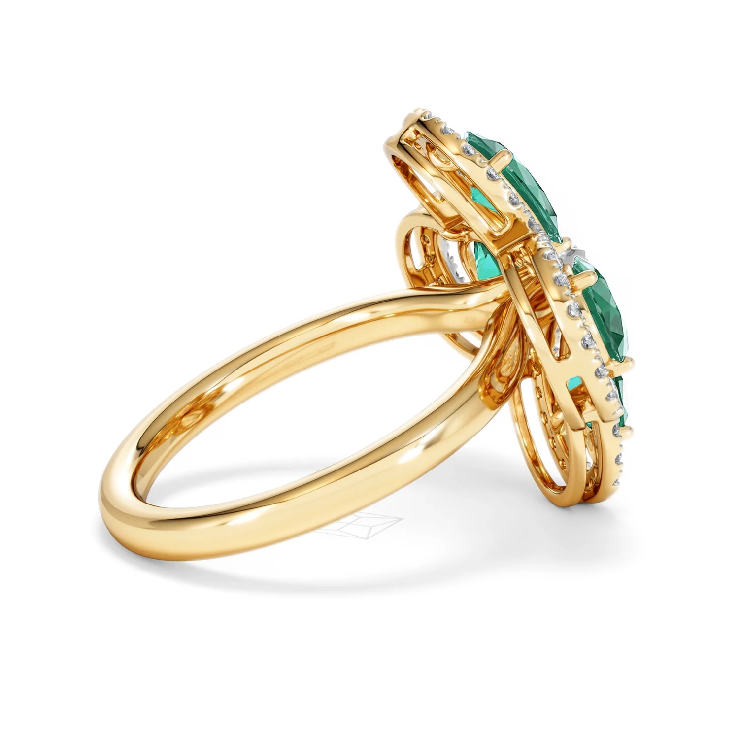 Bloom 3.20ct Lab Emerald and Lab Diamond Ring in 18K Yellow Gold - Image 33
